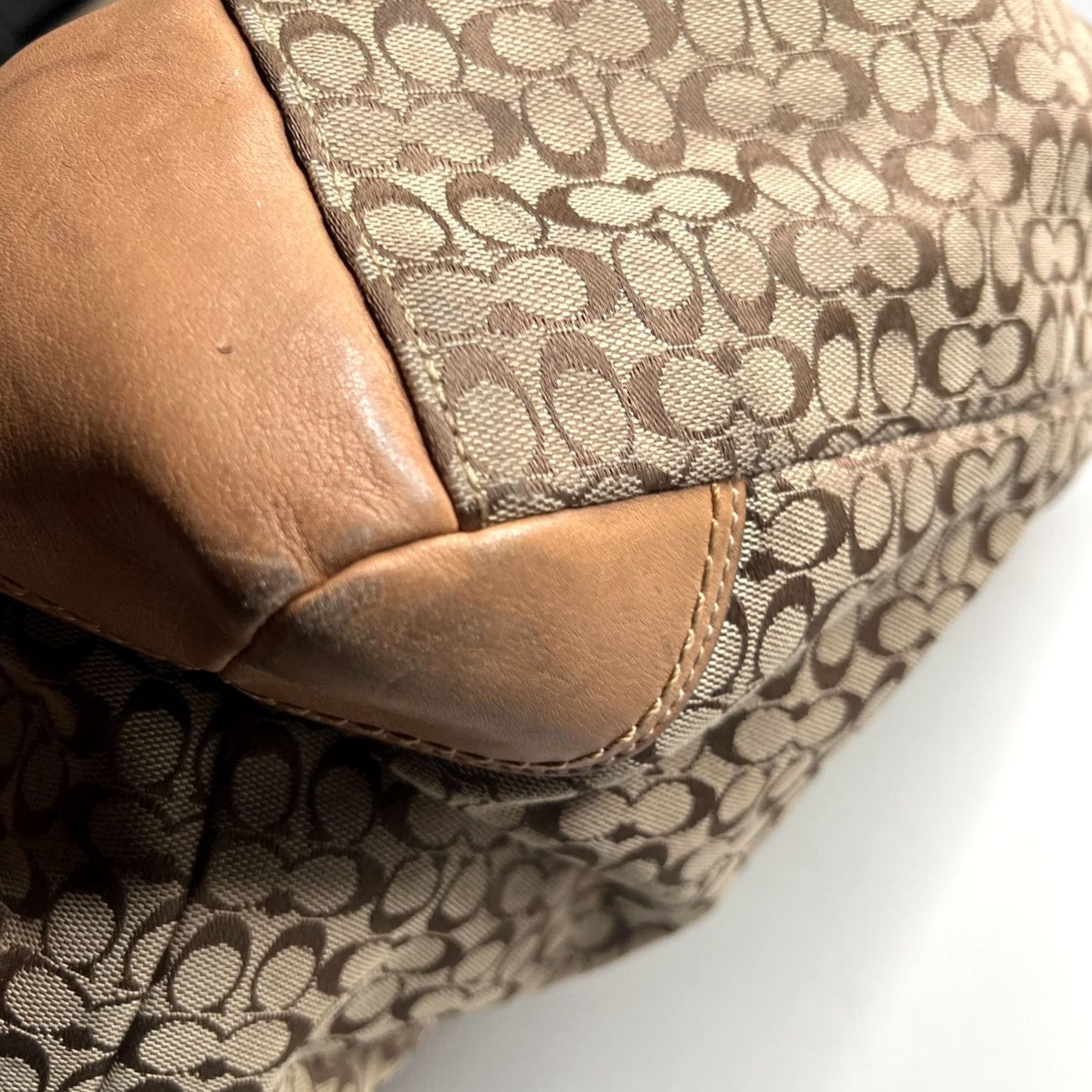 Coach Coach Signature Avary Tote Bag Womens Large Brown Jacquard Leather Shoulder Stripe Size ONE SIZE - 5 Thumbnail