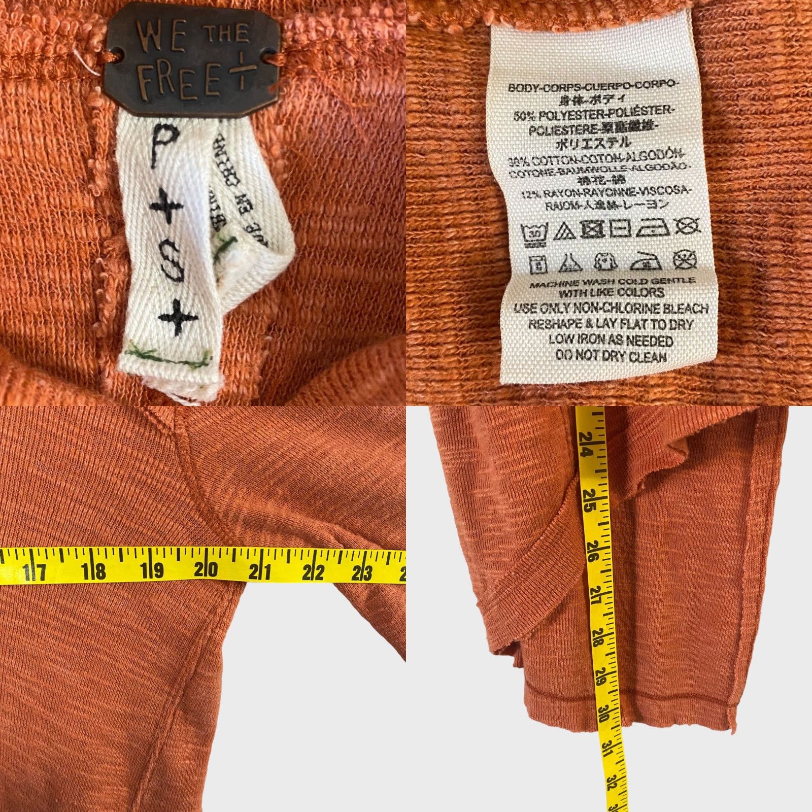 Free People We The Free Sienna Split Back Orange Turtleneck Womens Small Long Sleeve Blouse Size S / US 4 / IT 40 - 8 Thumbnail