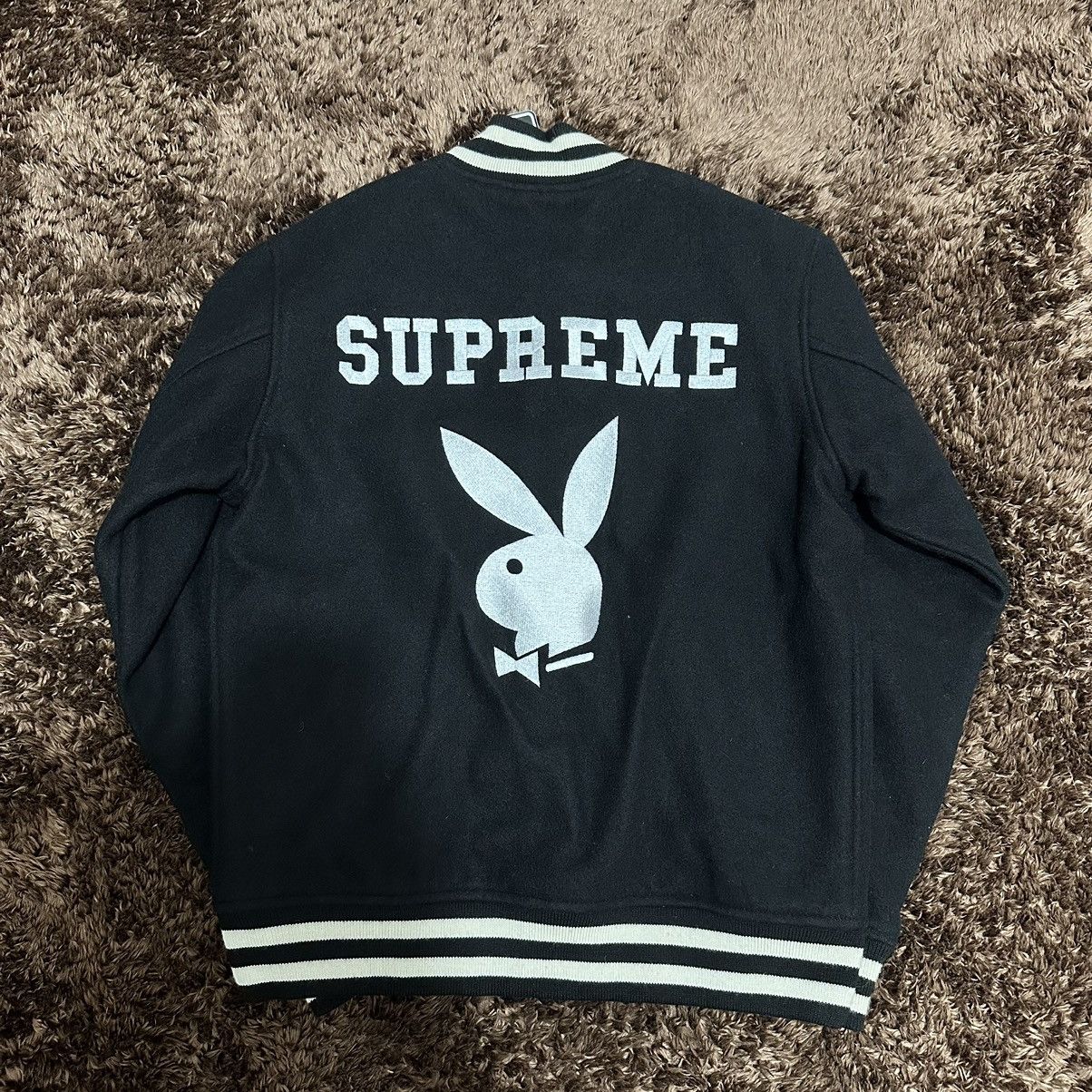 image of Ss11 Playboy Varsity Jacket in Black, Men's (Size Small)