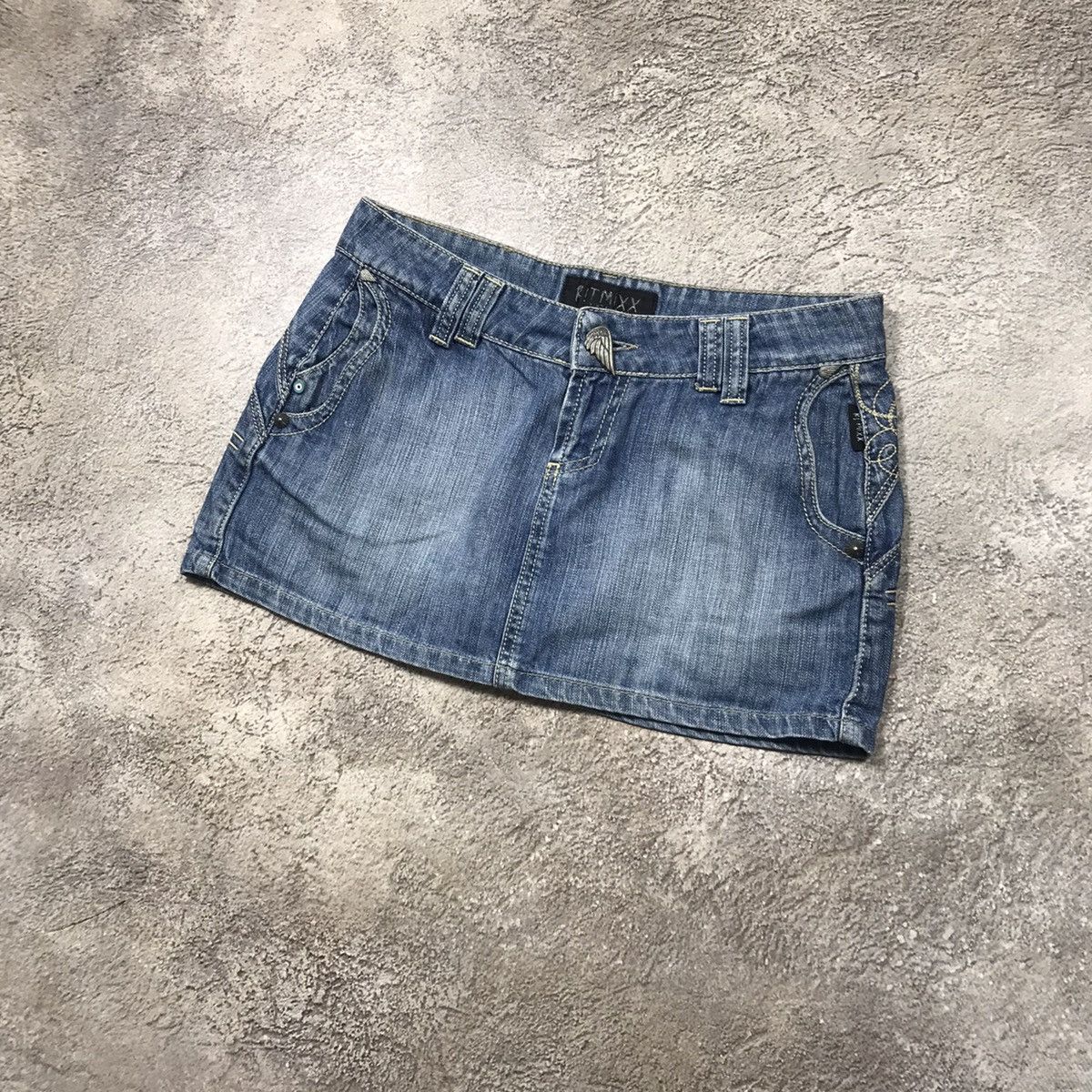 Vintage Vintage Y2K Washed Mini Skirt Streetwear Japan Blue Baggy 28 Size 28" / US 6 / IT 42 - 2 Thumbnail