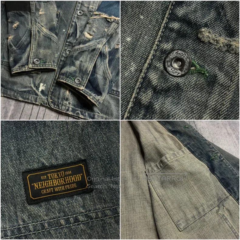 Neighborhood Neighborhood Distressed Washed Destroyed Denim Jacket L Si Size US L / EU 52-54 / 3 - 5 Thumbnail