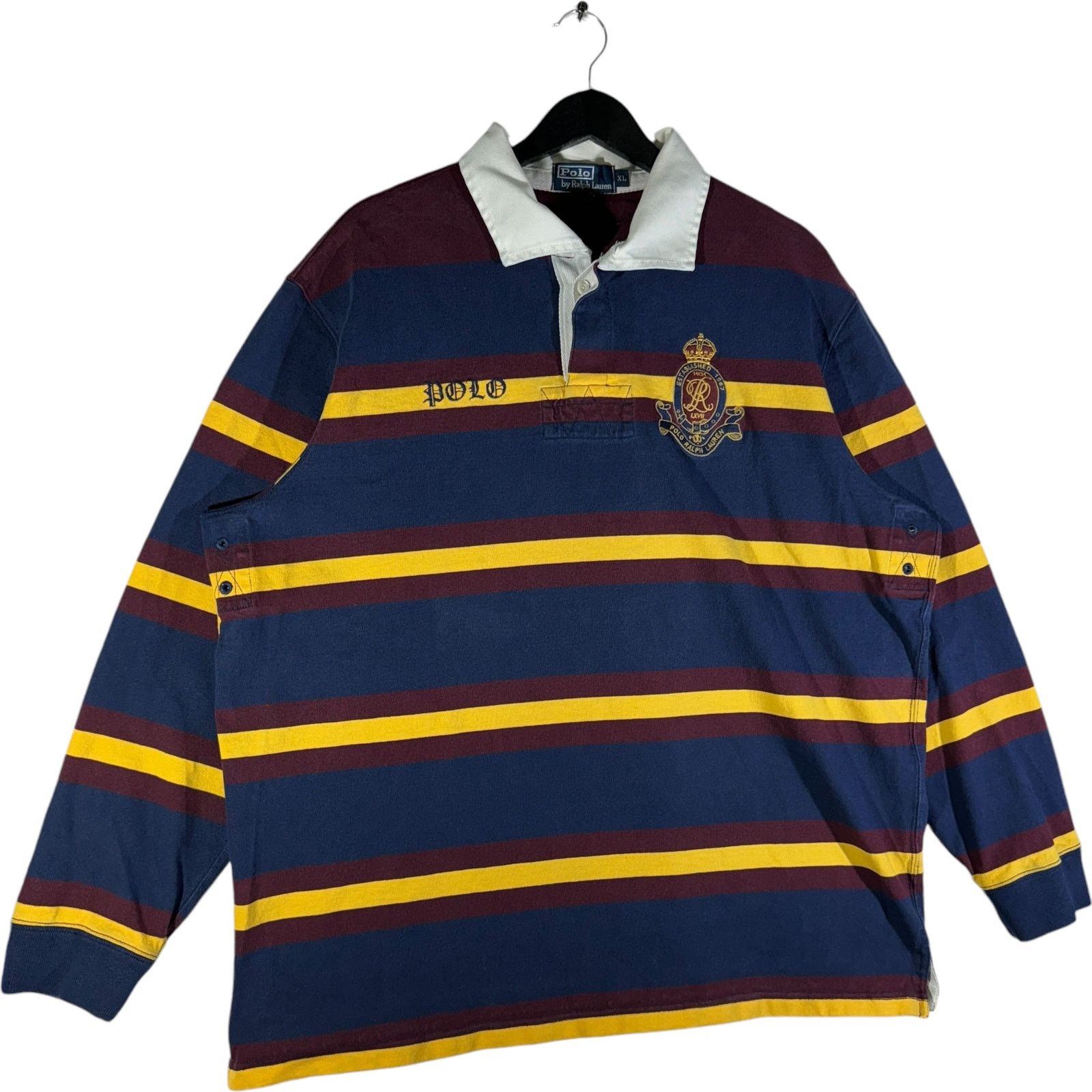 Polo Ralph Lauren Vintage Polo Ralph Lauren Striped Long Sleeve Rugby Size US XL / EU 56 / 4 - 4 Thumbnail