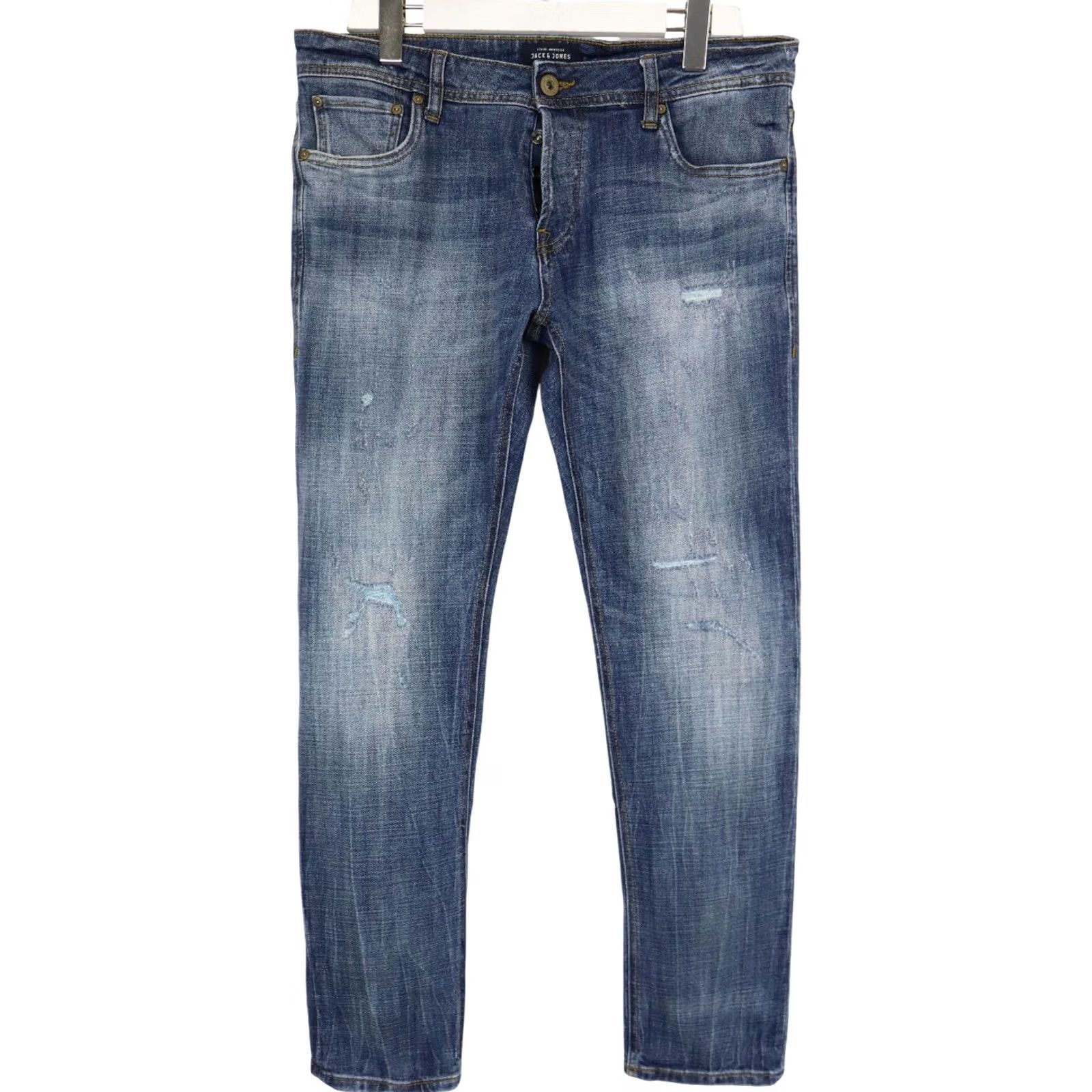 Jack & Jones JACK & JONES Glenn Slim Fit Jeans Men's W34/L32 Blue Distressed Faded Whiskers Jeans Slim W34 L32 Blue Distressed Whiskers Mens Size US 34 / EU 50 - 2 Thumbnail