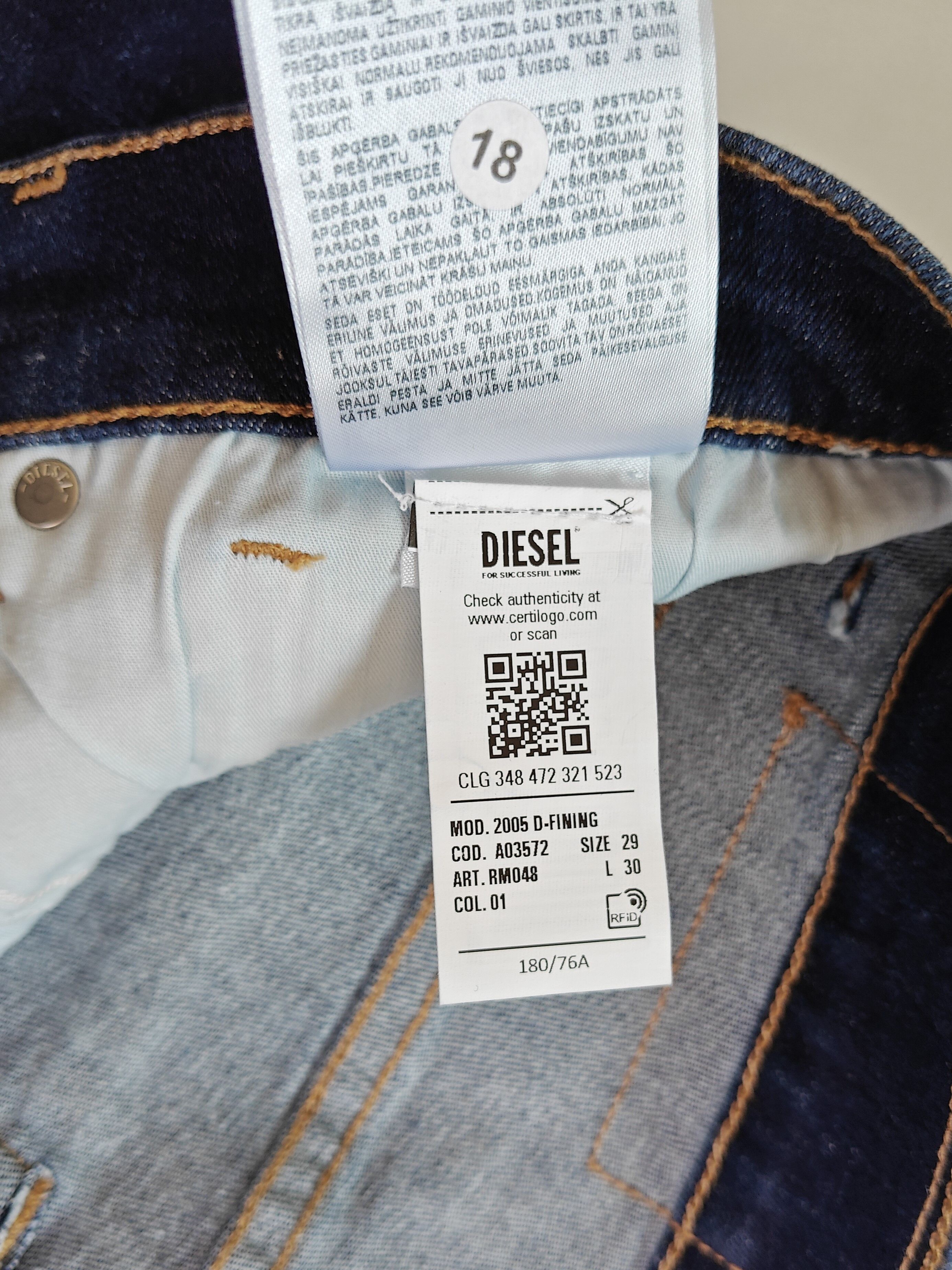 Diesel Diesel 2005 D-FINING Men's Jeans Free Shipping T/9544 Size US 29 - 8 Thumbnail