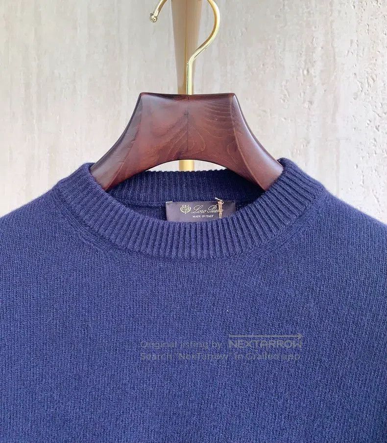 Loro Piana LORO PIANA Dark Blue Crewneck Cashmere Sweater Size US L / EU 52-54 / 3 - 3 Thumbnail