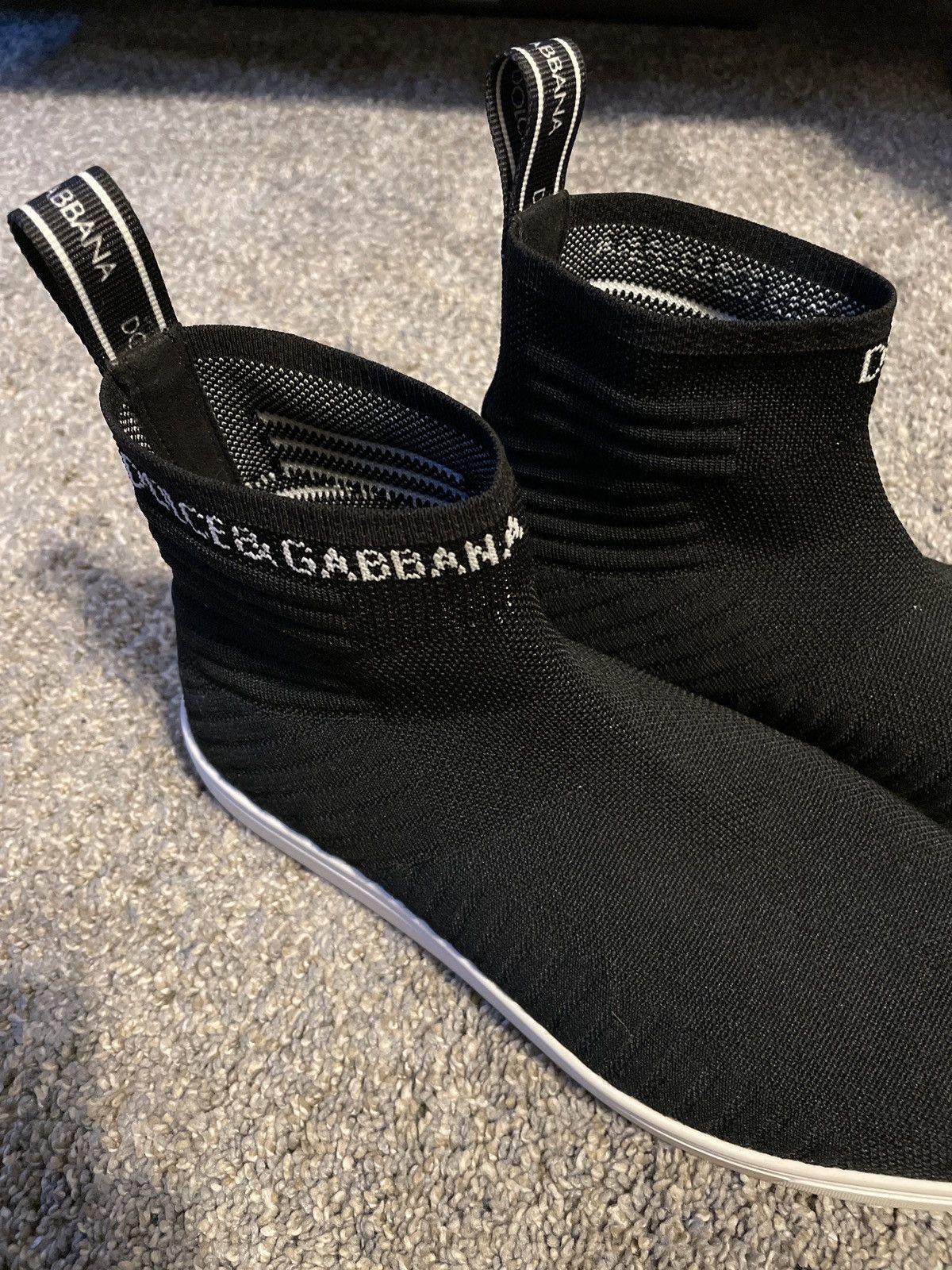 image of Dolce Gabbana Neoprene Graphic Print Sock Sneakers - Size: 11 in Black, Men's