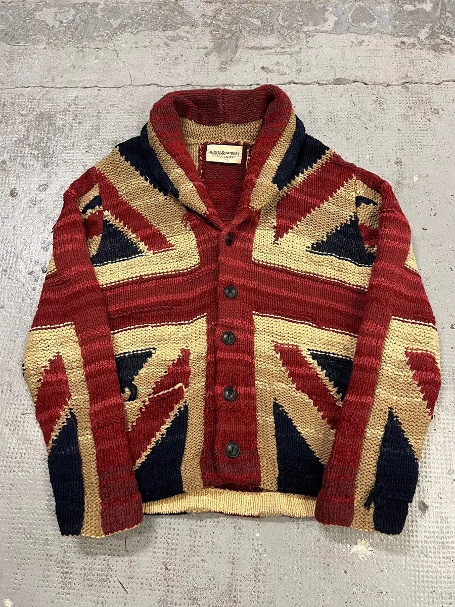 Polo Ralph Lauren 2000s Ralph Lauren Denim & Supply Wool UK Flag Buttoned Cardigan Sweater Size US S / EU 44-46 / 1 - 4 Thumbnail