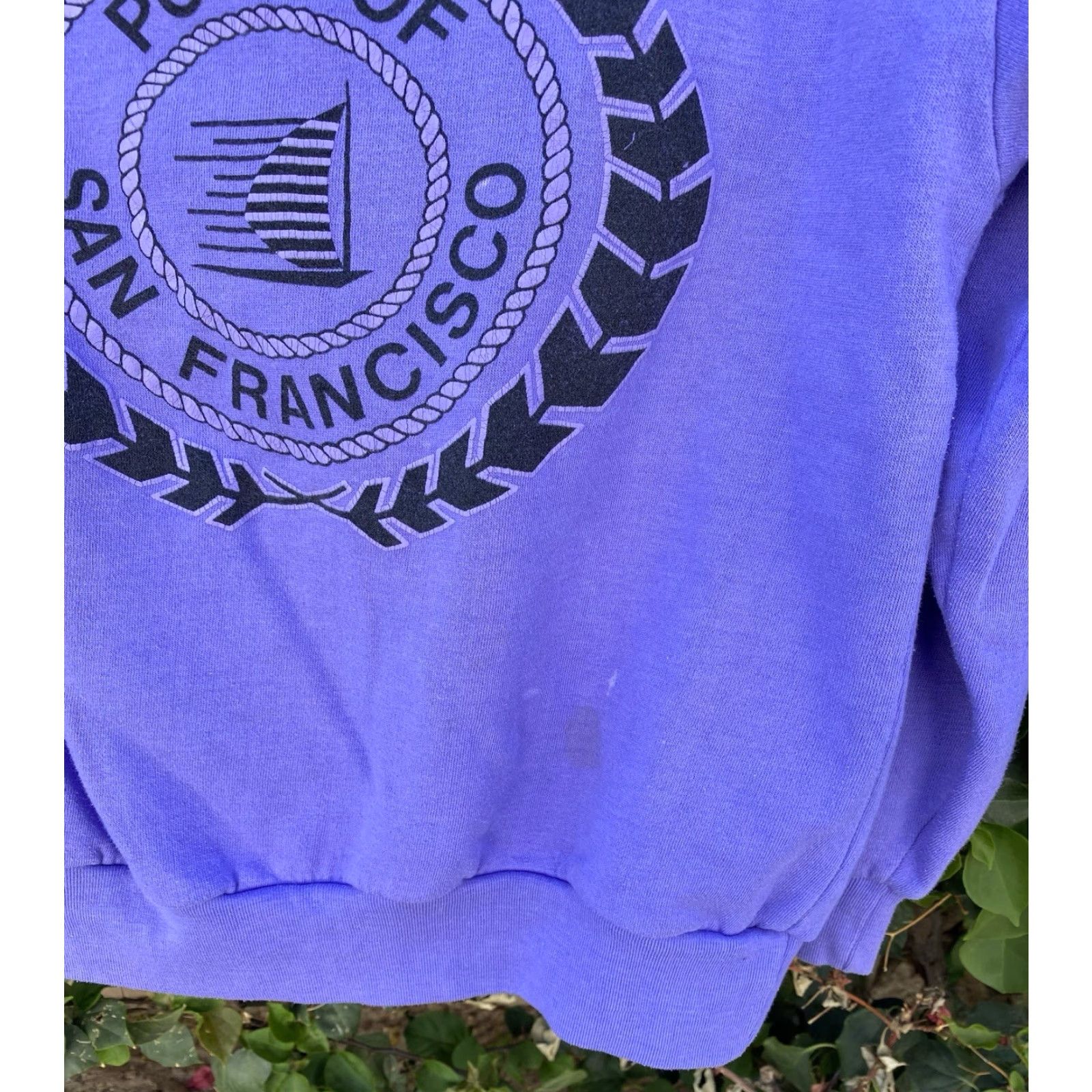 Vintage VINTAGE The Tops Port Of San Francisco Sweatshirt Purple Purple USA Made L Large Cotton Polyester blend Graphic Print Pullover Crewneck Men Size US L / EU 52-54 / 3 - 4 Thumbnail