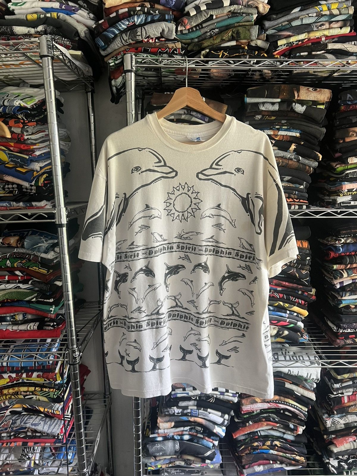 Arts & Science 1993 Dolphin Spirit Harlequin Nature Single Stitch AOP Tee Size US XL / EU 56 / 4 - 1 Thumbnail