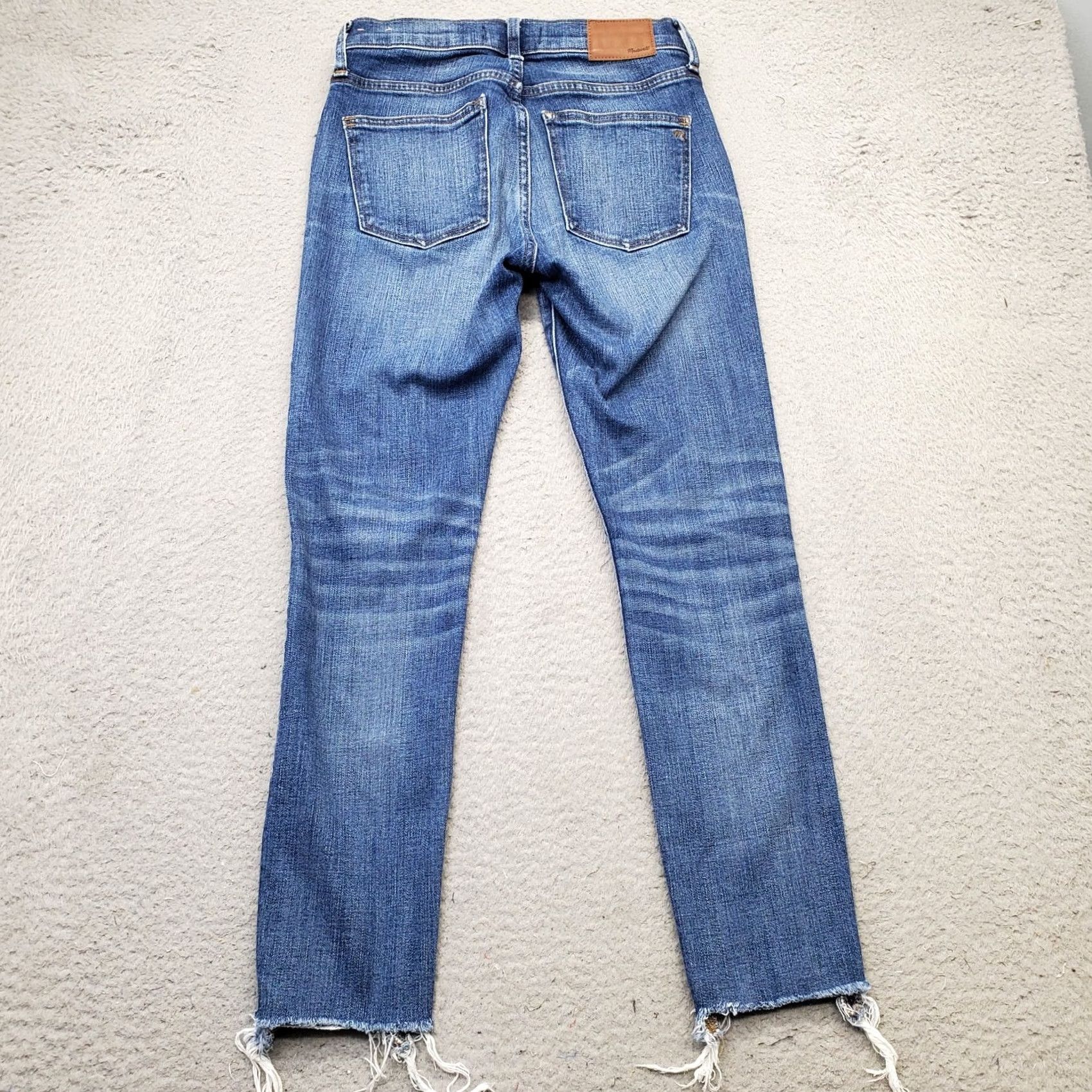 Madewell Madewell Womens 26 Blue Denim Skinny Crop Jeans High Rise Whiskered Faded Raw Hem Size 26" / US 2 / IT 38 - 2 Thumbnail