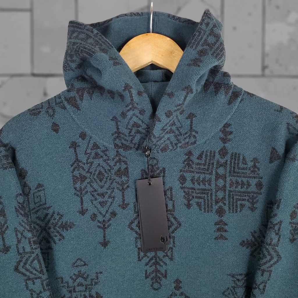Vintage Greyson Mens Heavyweight Pullover Sweater Hooded Aztec Southwest Green XL Cashmere Wool Crew Neck Long Sleeve All Seasons Christmas NWT Size US XL / EU 56 / 4 - 1 Thumbnail