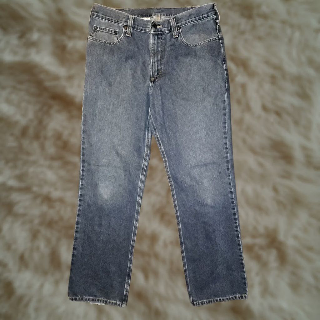 Carhartt Carhartt Jeans Relaxed Straight Men's 34x30 Blue Distressed Workwear Denim Size US 34 / EU 50 - 1 Thumbnail