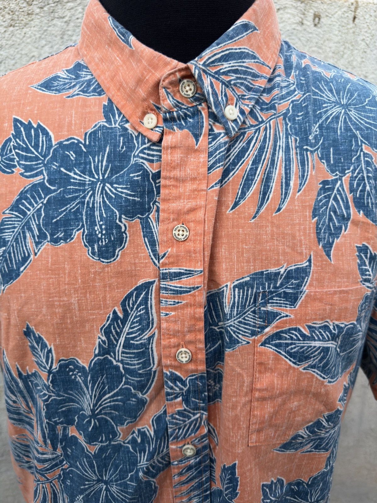 Reyn Spooner Reyn Spooner Tailored Hawaiian Print Orange/Blue Men's L Size US L / EU 52-54 / 3 - 3 Thumbnail