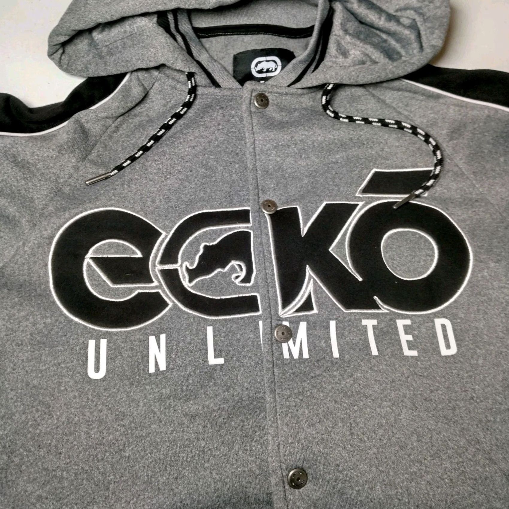 Ecko Unltd. Ecko Unltd Sweatshirt Men Small Gray Black Snap Hoodie Streetwear VINTAGE? No — use provided rules. Size US S / EU 44-46 / 1 - 2 Thumbnail