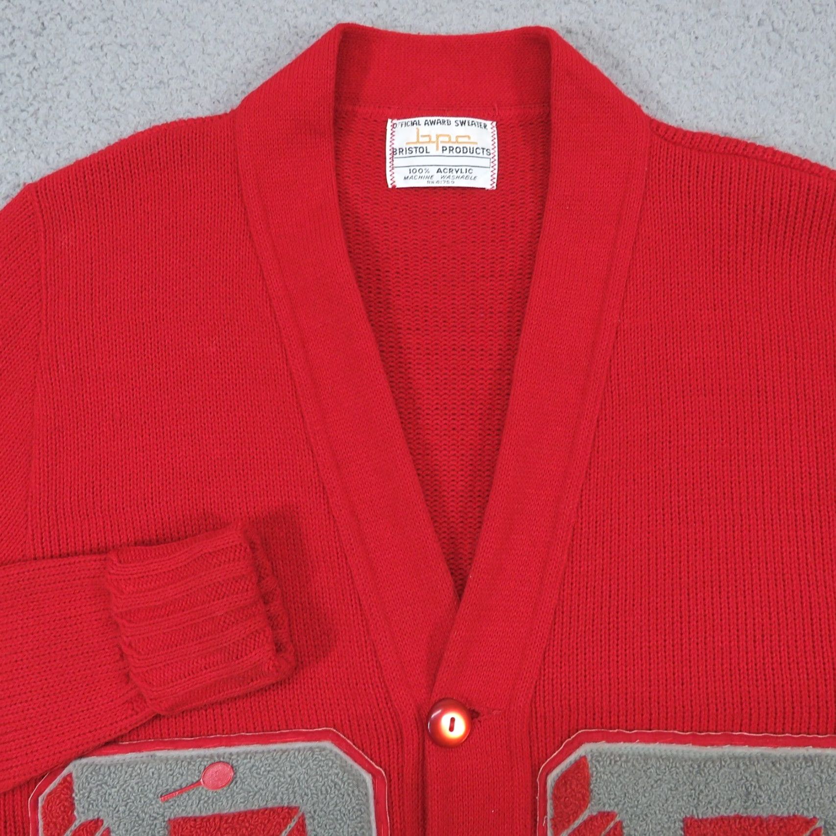 Vintage VINTAGE Varsity Sweater 70s Mens Small Red Gray BHS Knit Cardigan Letterman Shirt Size US S / EU 44-46 / 1 - 5 Thumbnail