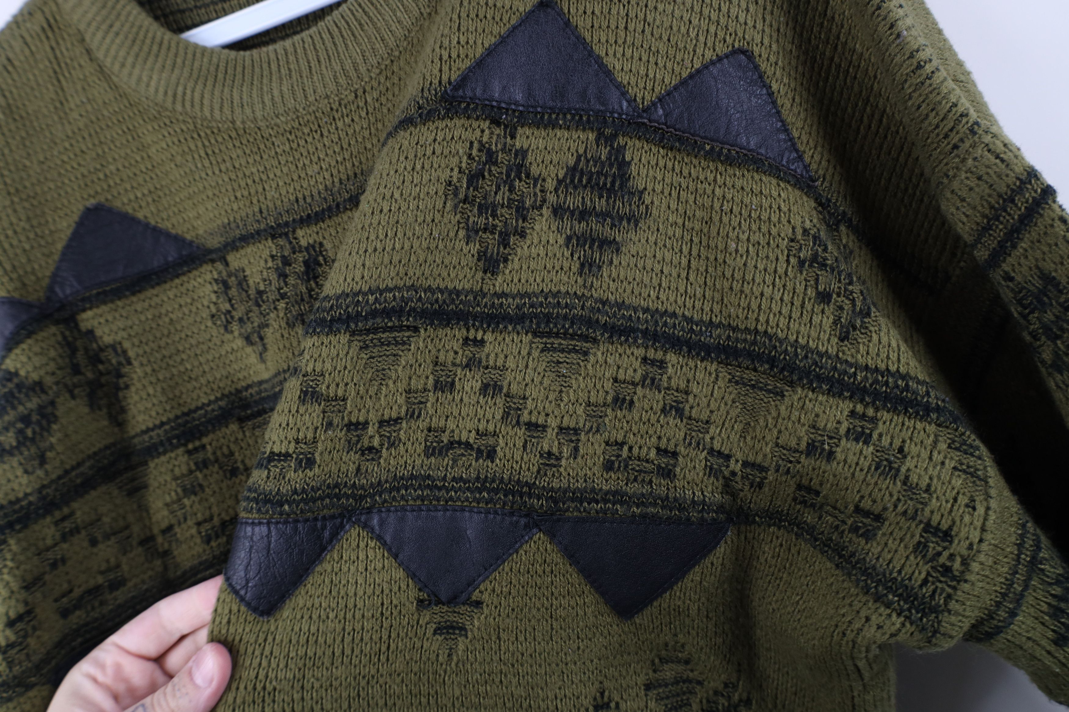 Vintage Vintage 90s Streetwear Trim Diamond Knit Crewneck Sweater Size US L / EU 52-54 / 3 - 7 Thumbnail