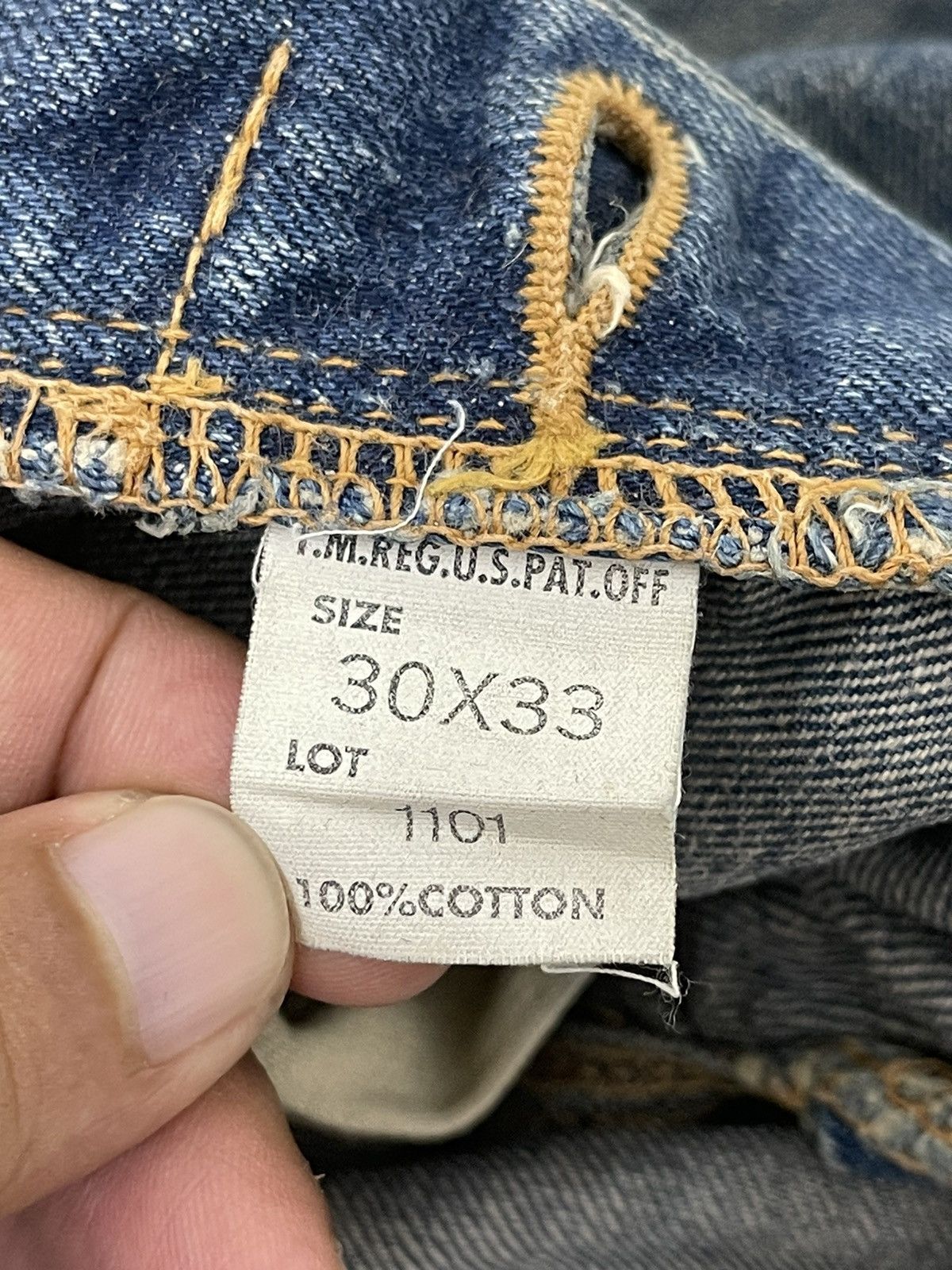 Lee 1930s 1101 Lee Cowboy Vintage Buckle Back Selvedge 8🟦7 Size US 30 / EU 46 - 23 Thumbnail