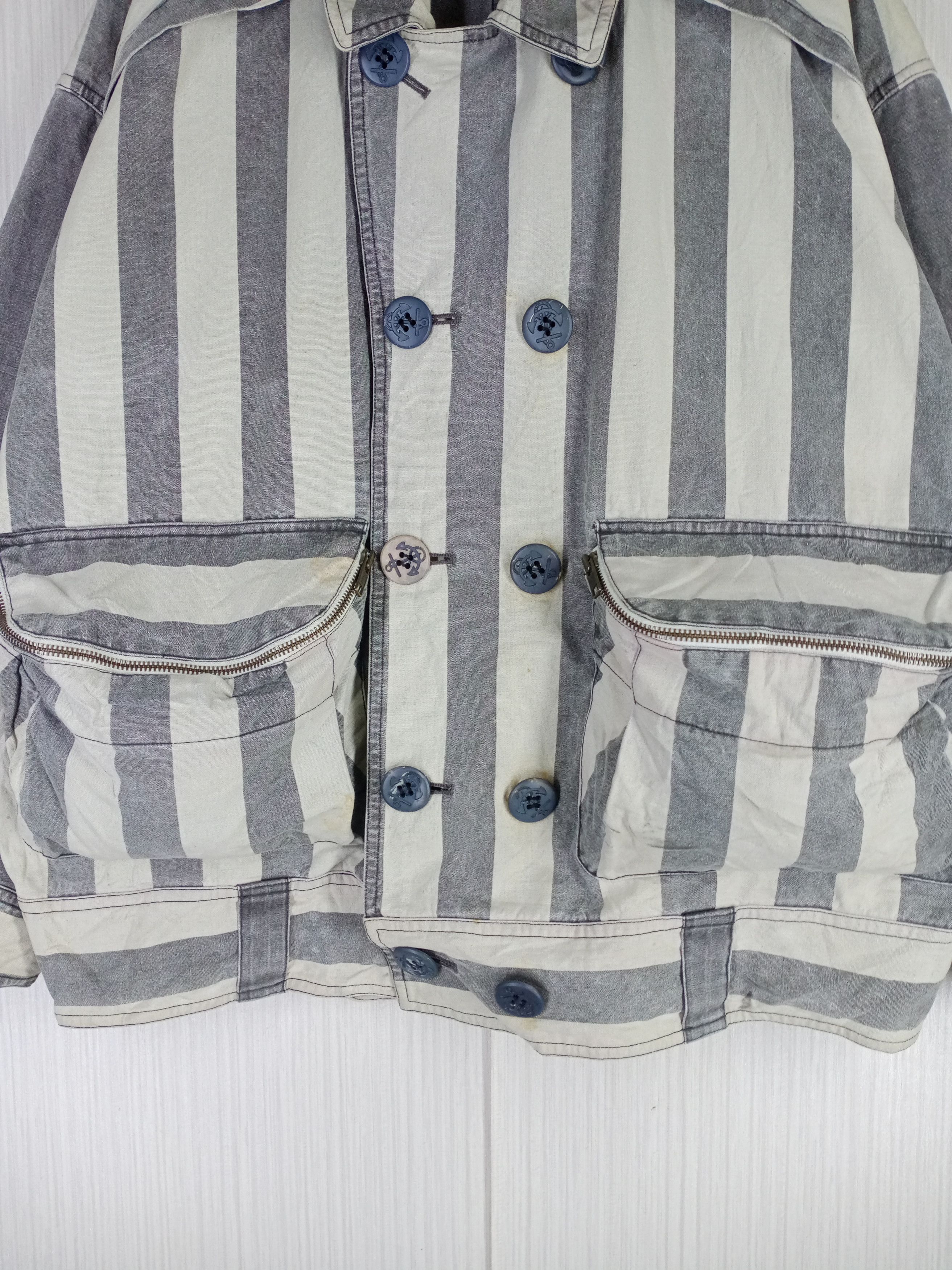 Issey Miyake ONLY ONE Vintage Issey Miyake Striped Denim Bomber Jacket Size US XL / EU 56 / 4 - 4 Thumbnail