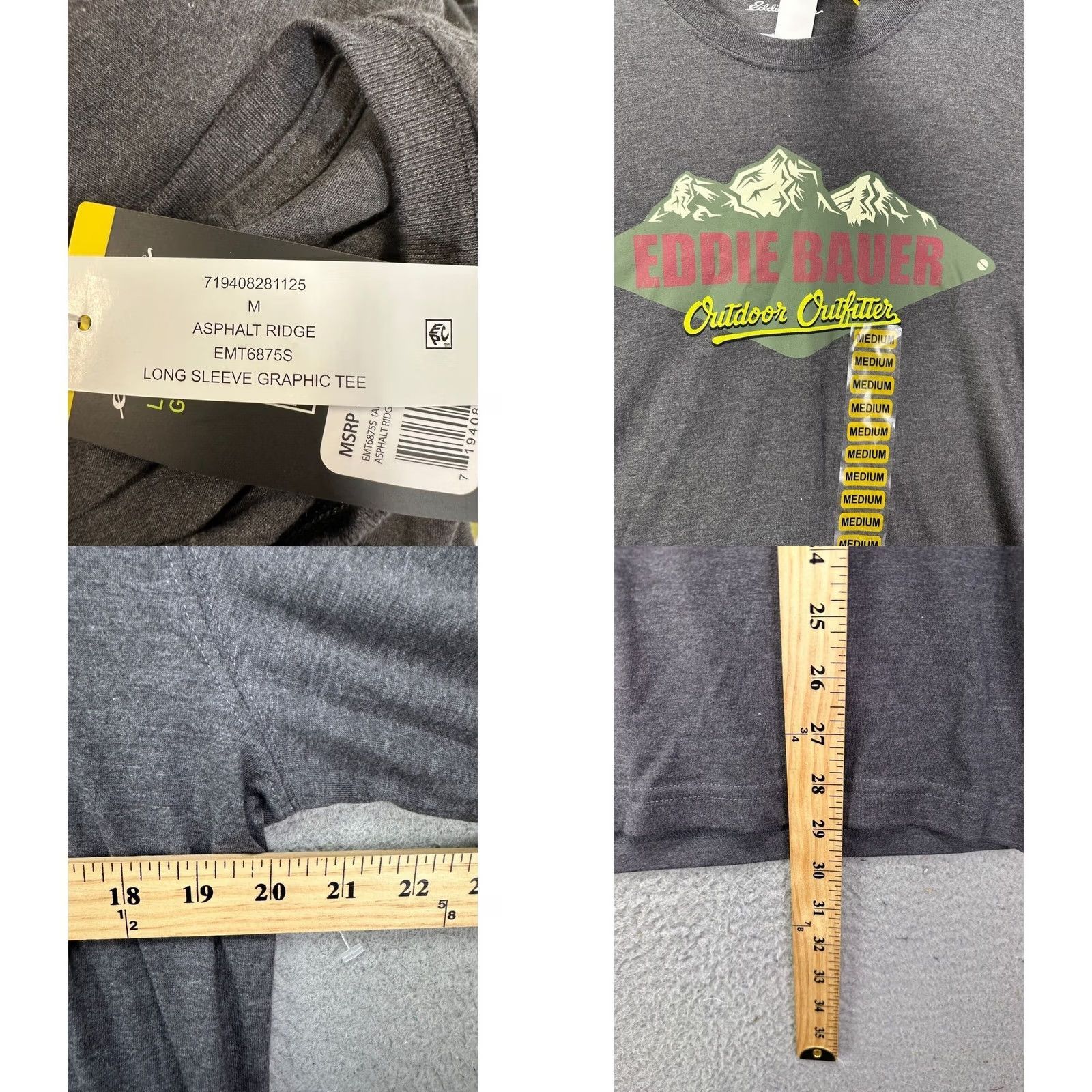 Eddie Bauer Eddie Bauer T-Shirt Mens Medium Asphalt Ridge Grey Graphic Long Sleeve Tee NEW Size US M / EU 48-50 / 2 - 8 Thumbnail
