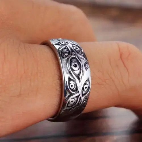 High Sport × Jewelry × Ring Of Fire Punk Carved Eyes Ring Size ONE SIZE - 2 Thumbnail