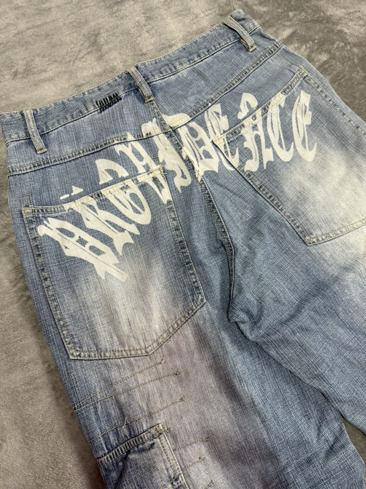 JNCO × Japanese Brand × Spyder Vintage Spider Web Poems Japanese baggy Cargo Denim Pants Size US 30 / EU 46 - 15 Thumbnail