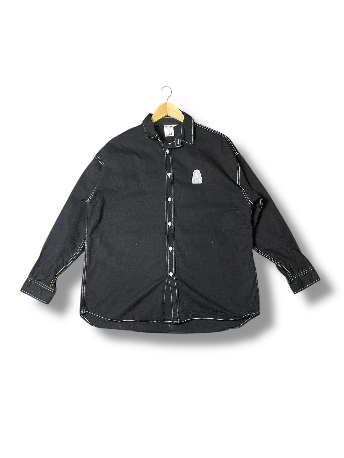 Japanese Brand X-Girl Face Patch Long Sleeve Shirt (52) Size US M / EU 48-50 / 2 - 1 Thumbnail