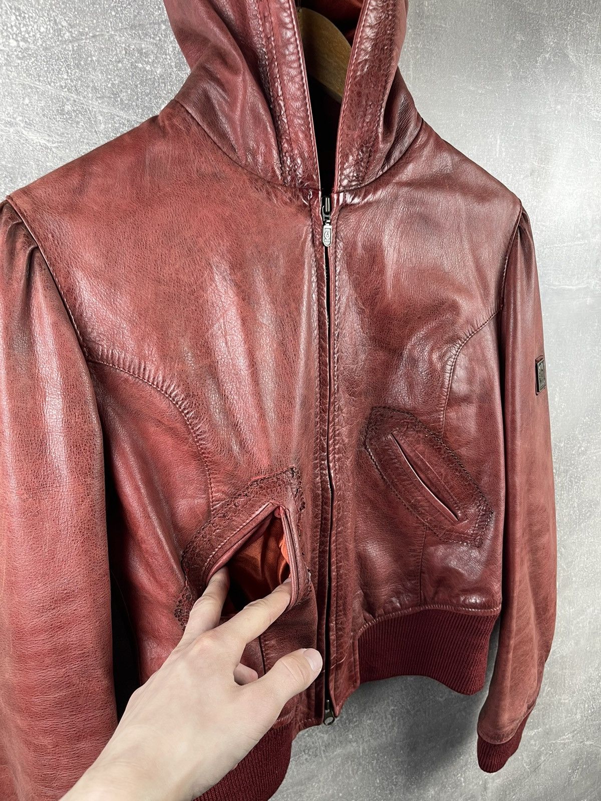 Belstaff Belstaff Gold Label Ladies Biker Hooded Red Leather Jacket Size M / US 6-8 / IT 42-44 - 3 Thumbnail