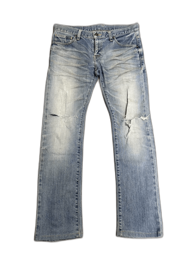 Yohji Yamamoto Vintage Light Blue Distressed Denim Jeans Size 32" / US 10 / IT 46 - 1 Thumbnail