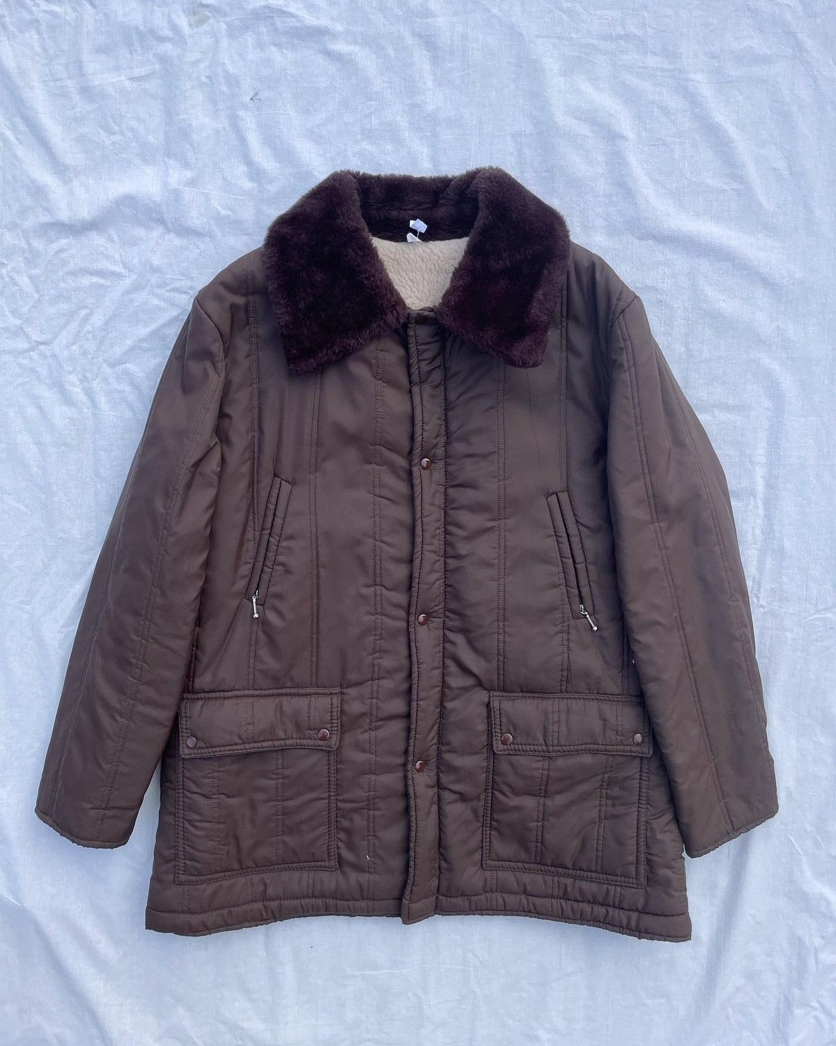 image of Military x Vintage French Vintage Jacket With Prestil Zipper in Brown, Men's (Size Medium)