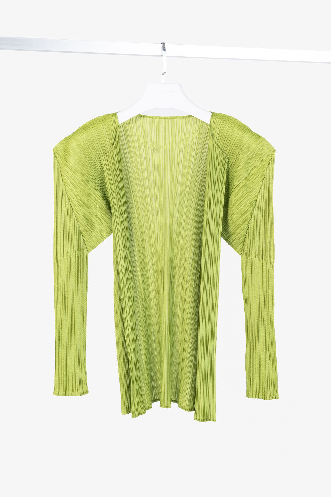 Pleats Please Issey Miyake Pleats Please Issey Miyake Lime-Green Open-Front Cardigan Size ONE SIZE - 1 Thumbnail