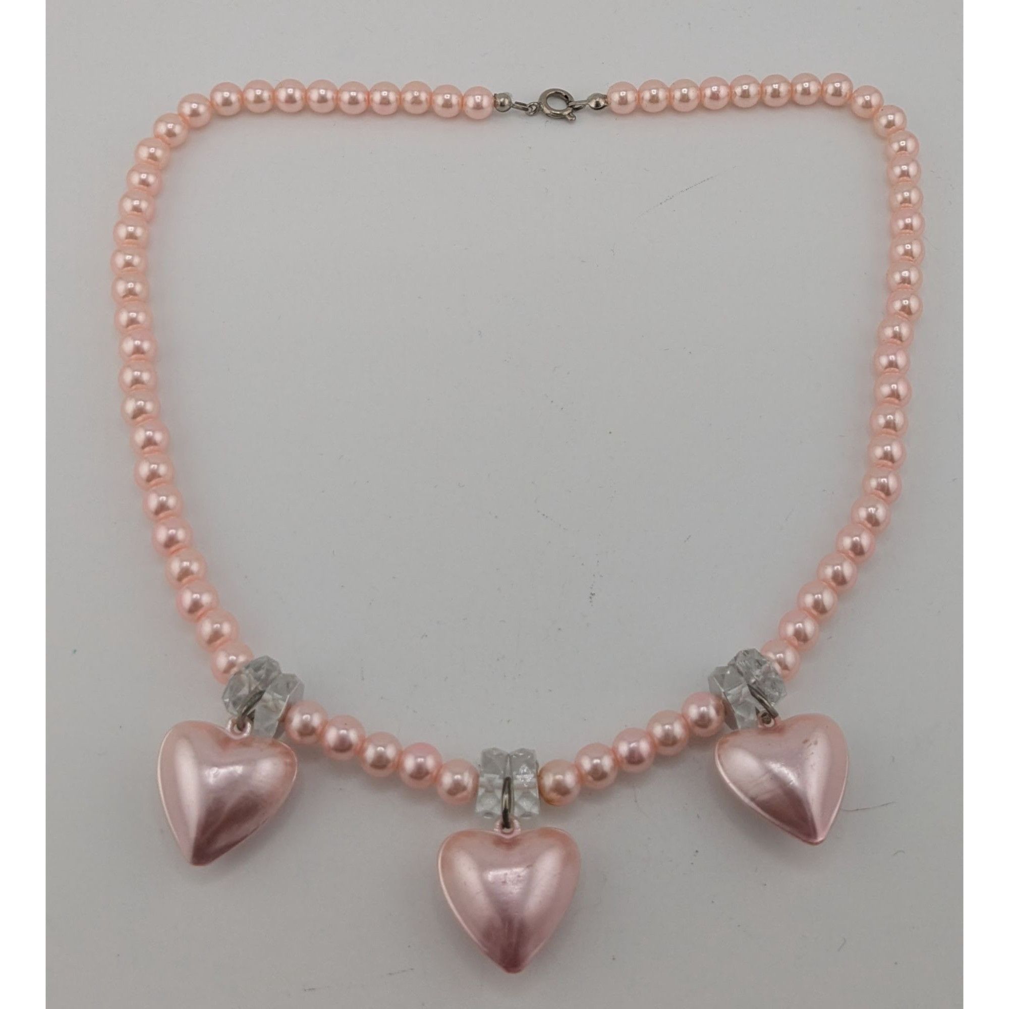 Other Romantic Coquette Pastel Pink Faux Pearl Necklace With Heart Size ONE SIZE - 6 Thumbnail