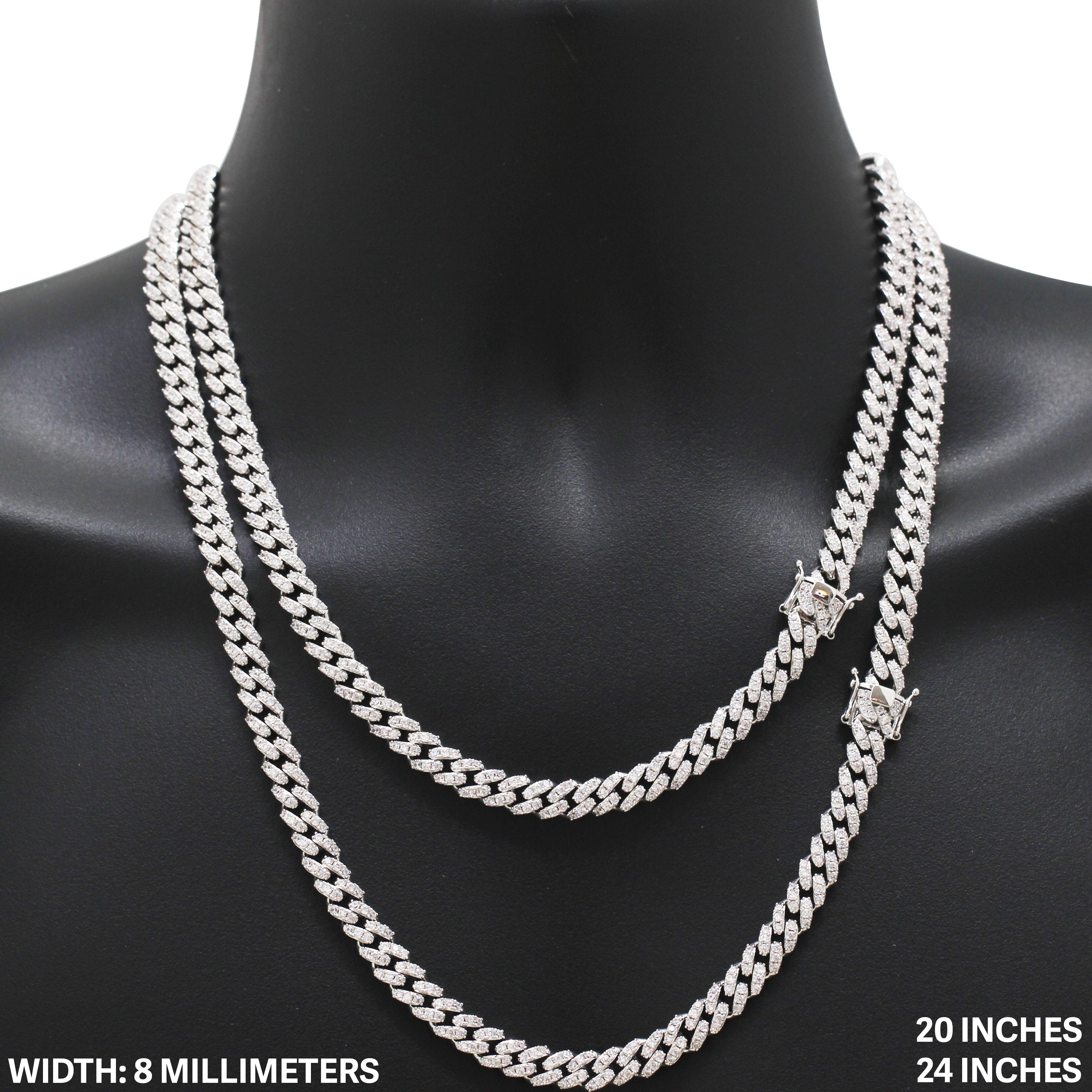 Other 14k White Gold Plated AAA CZ 8mm Cuban Chain Necklace 24” Size ONE SIZE - 1 Thumbnail