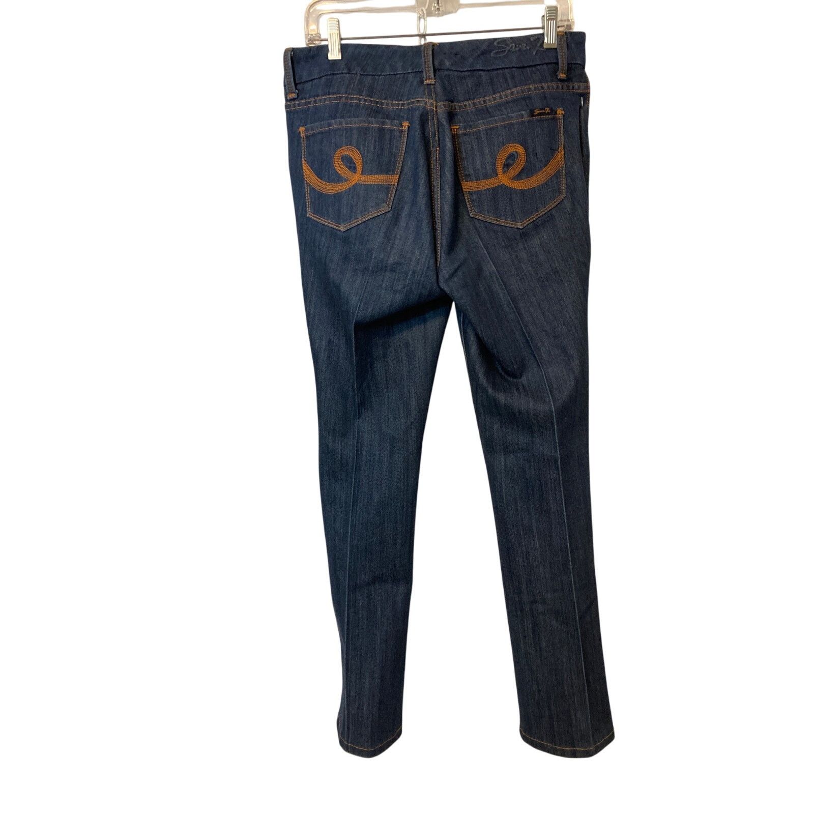Seven 7 Seven7 Dark Blue Wash Denim High Rise Boot Cut Pants Jeans Size 32" / US 10 / IT 46 - 2 Thumbnail