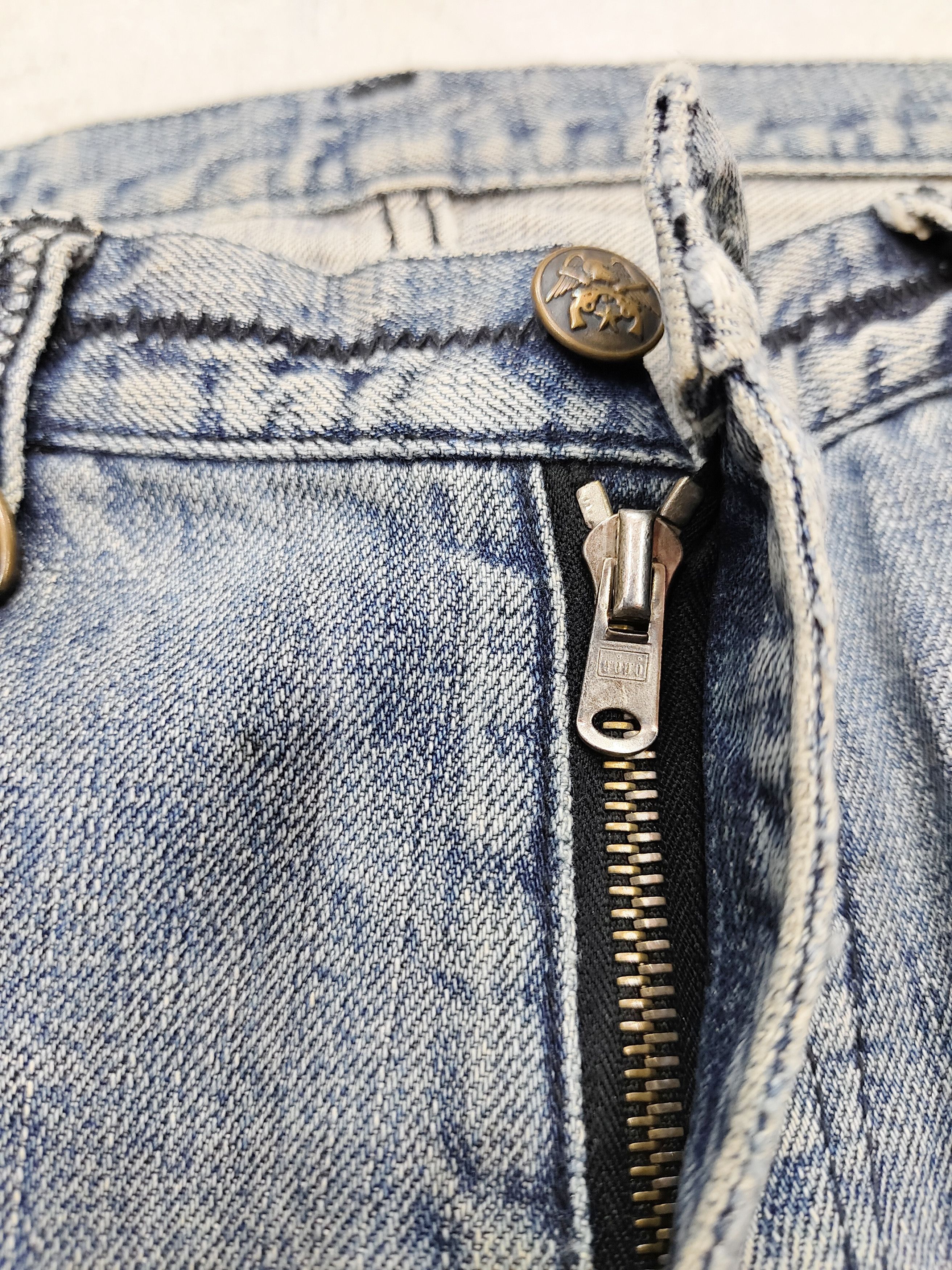 Roar ROAR🇯🇵 Punk "Love Peace" Crossgun Distressed Wash Jeans Size US 30 / EU 46 - 5 Thumbnail