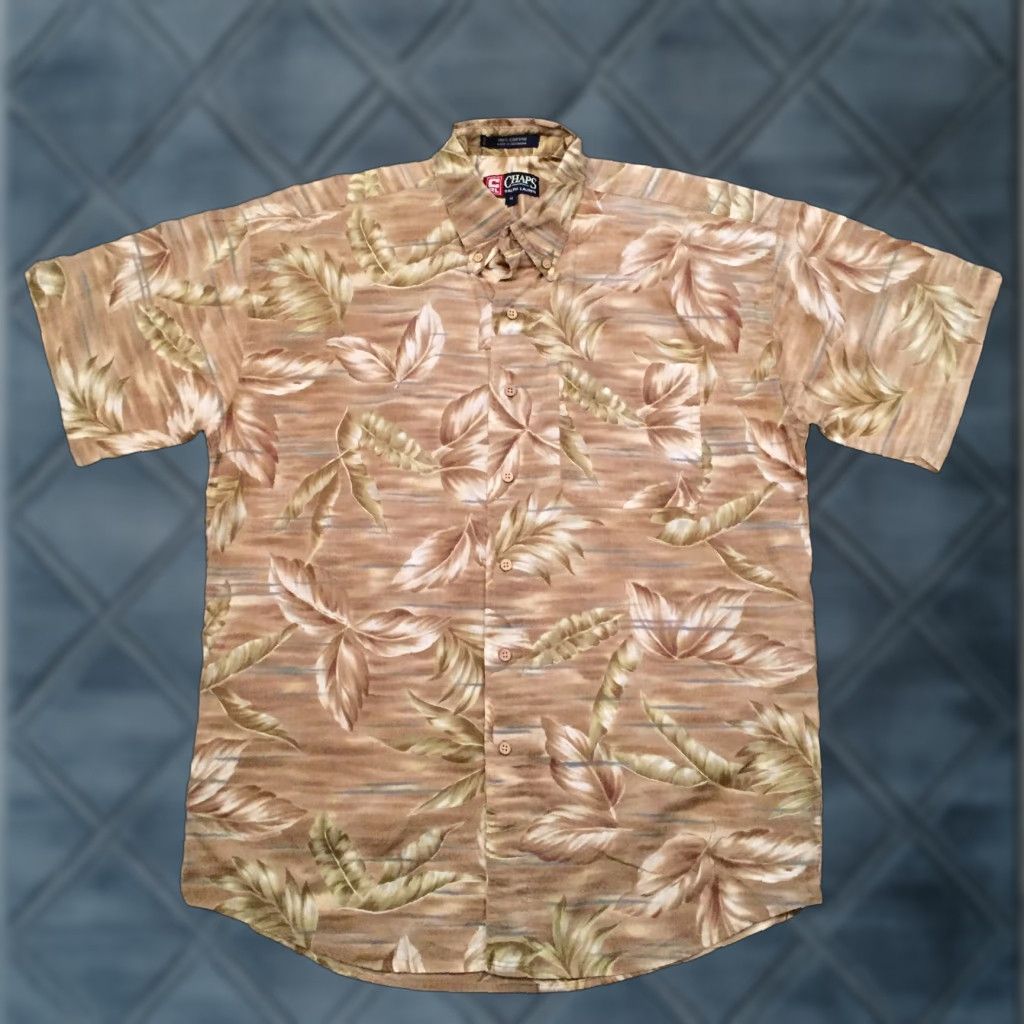 Chaps Chaps Ralph Lauren Shirt Mens M Beige Floral Short Sleeve Button Up Size US M / EU 48-50 / 2 - 1 Thumbnail