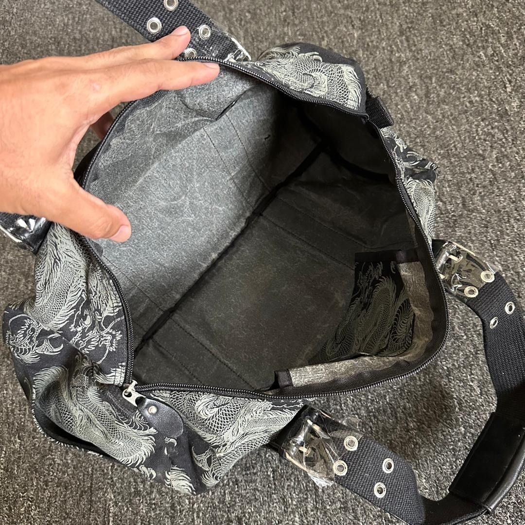 Leather Vintage Shin & Company Dragon Canvas Leather Punk Duffle Bag Size ONE SIZE - 7 Thumbnail