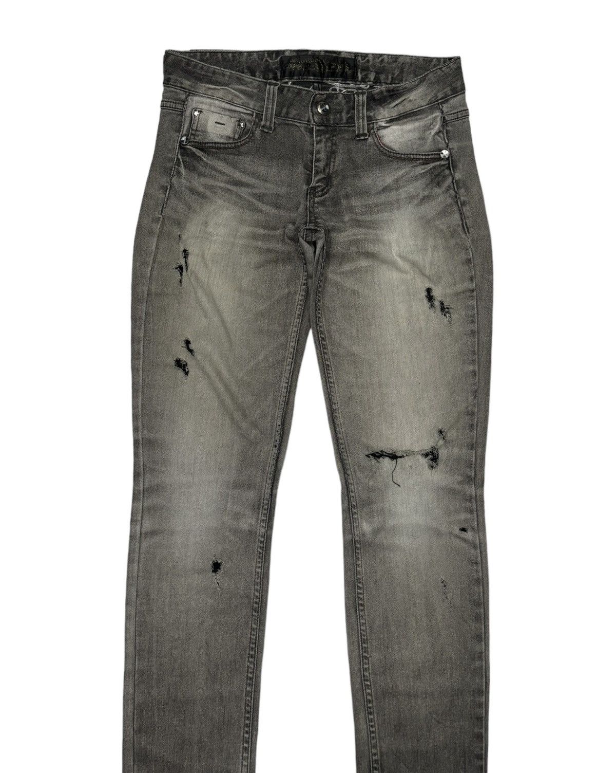 Ed Hardy RED PEPPER JEANS DISTRESS SMOKE BLACK JEANS Size 31" - 5 Thumbnail