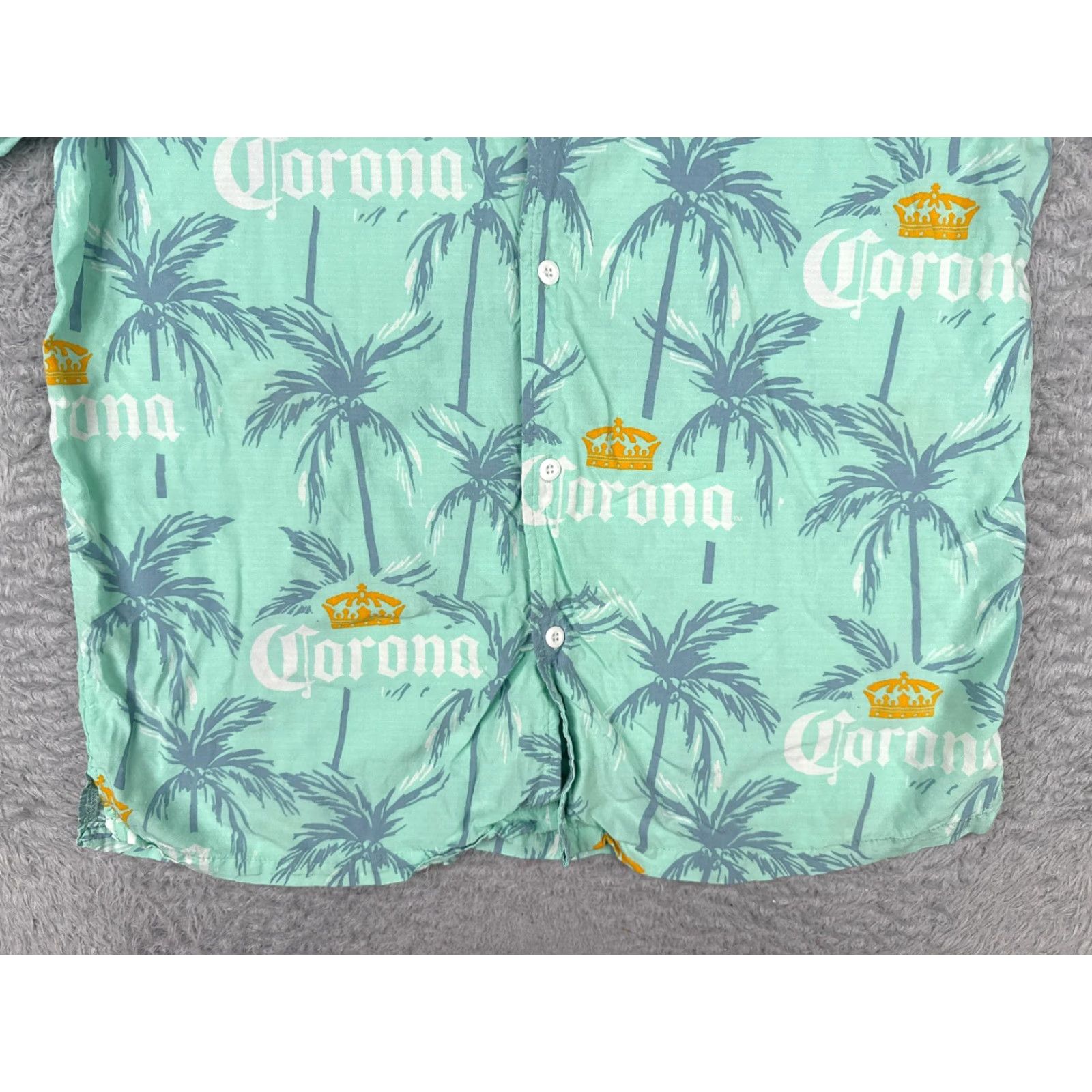 Vintage Corona Shirt Men Large Blue Palm Tree Logo All Over Print Hawaiian 100% Rayon Size US L / EU 52-54 / 3 - 5 Thumbnail