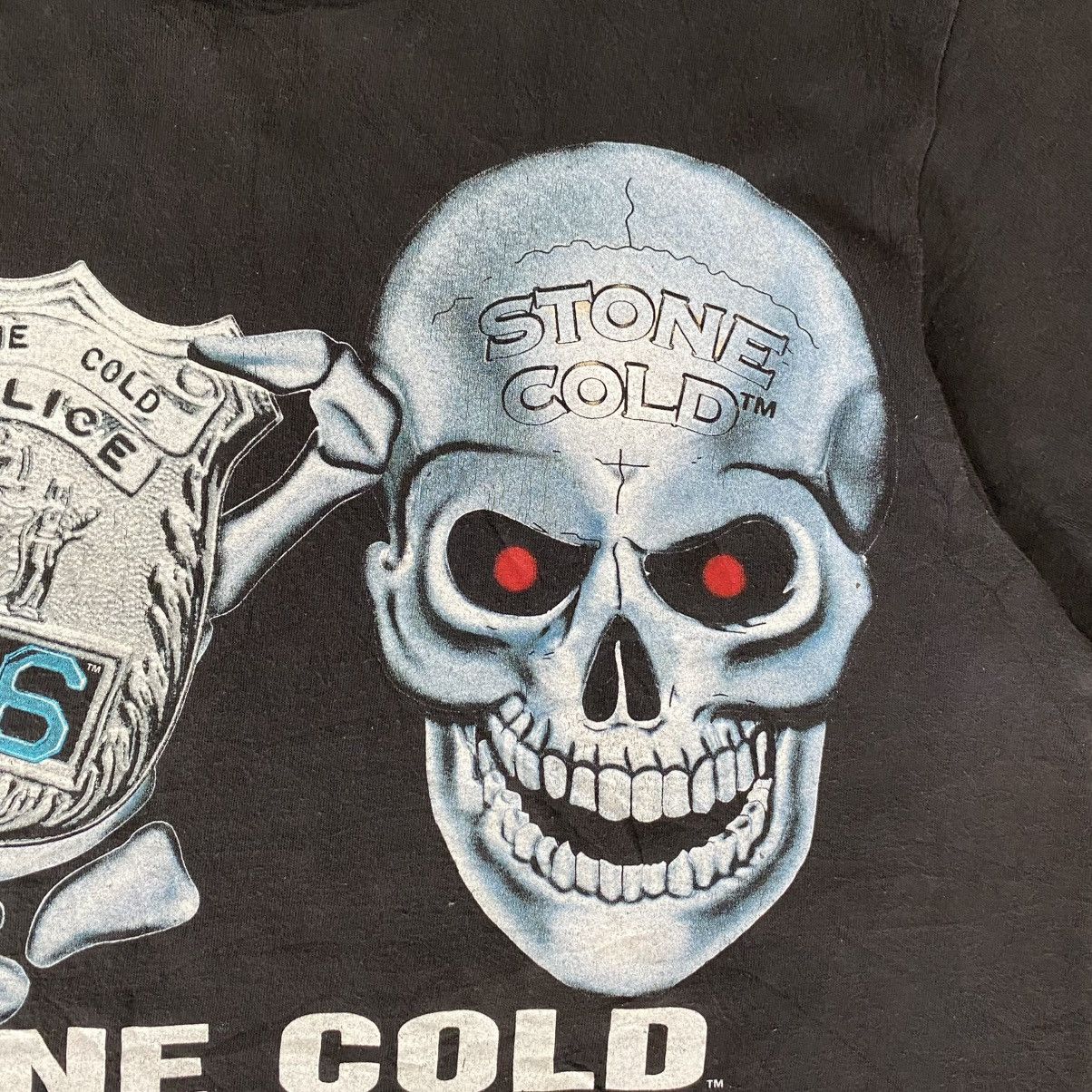 Vintage Vintage 1990’s WWF Stone Cold NYPD Single Stitch Tee Size US L / EU 52-54 / 3 - 4 Thumbnail