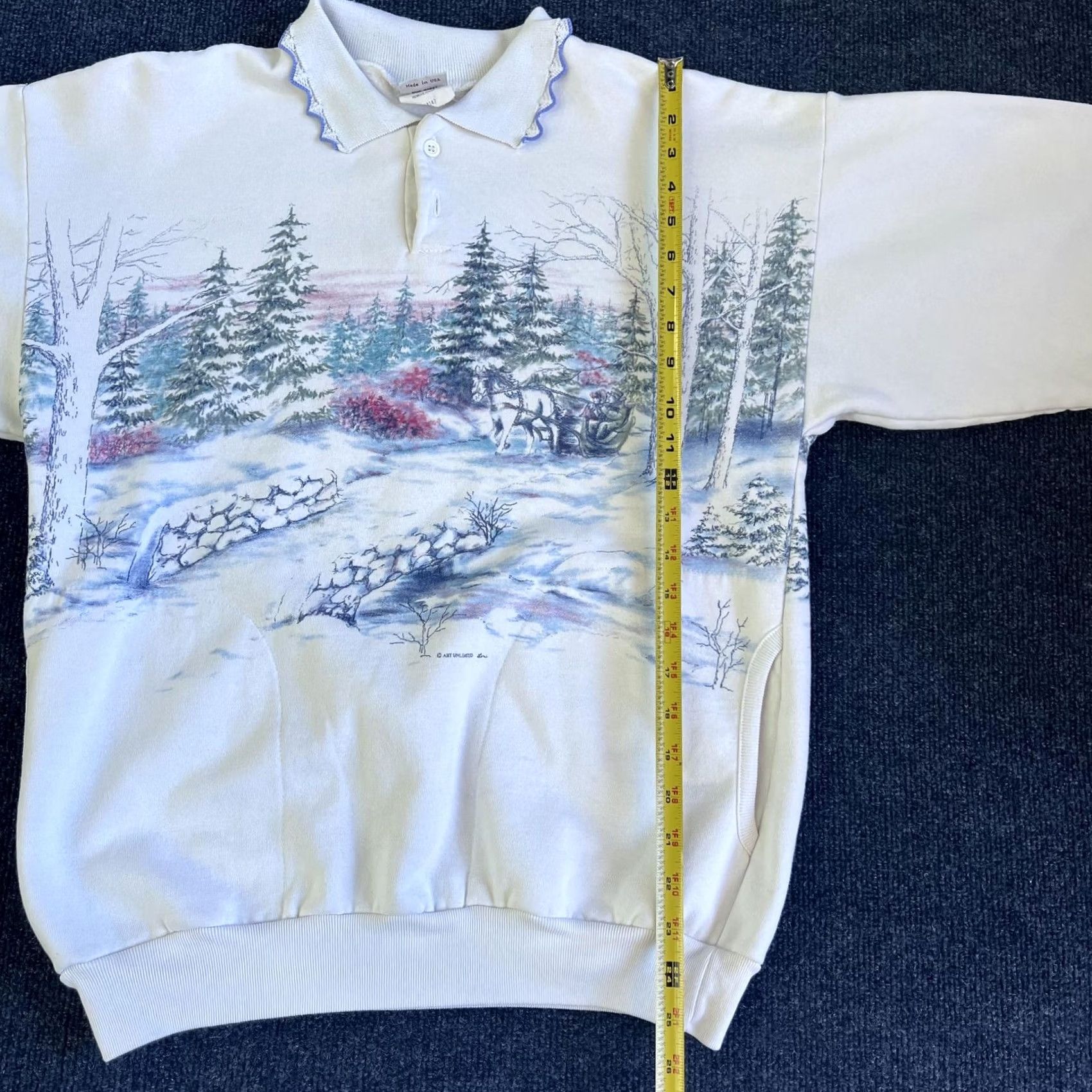 Vintage VINTAGE Art Unlimited Sweatshirt Womens Medium White Winter Scene Horse 90s Size M / US 6-8 / IT 42-44 - 5 Thumbnail