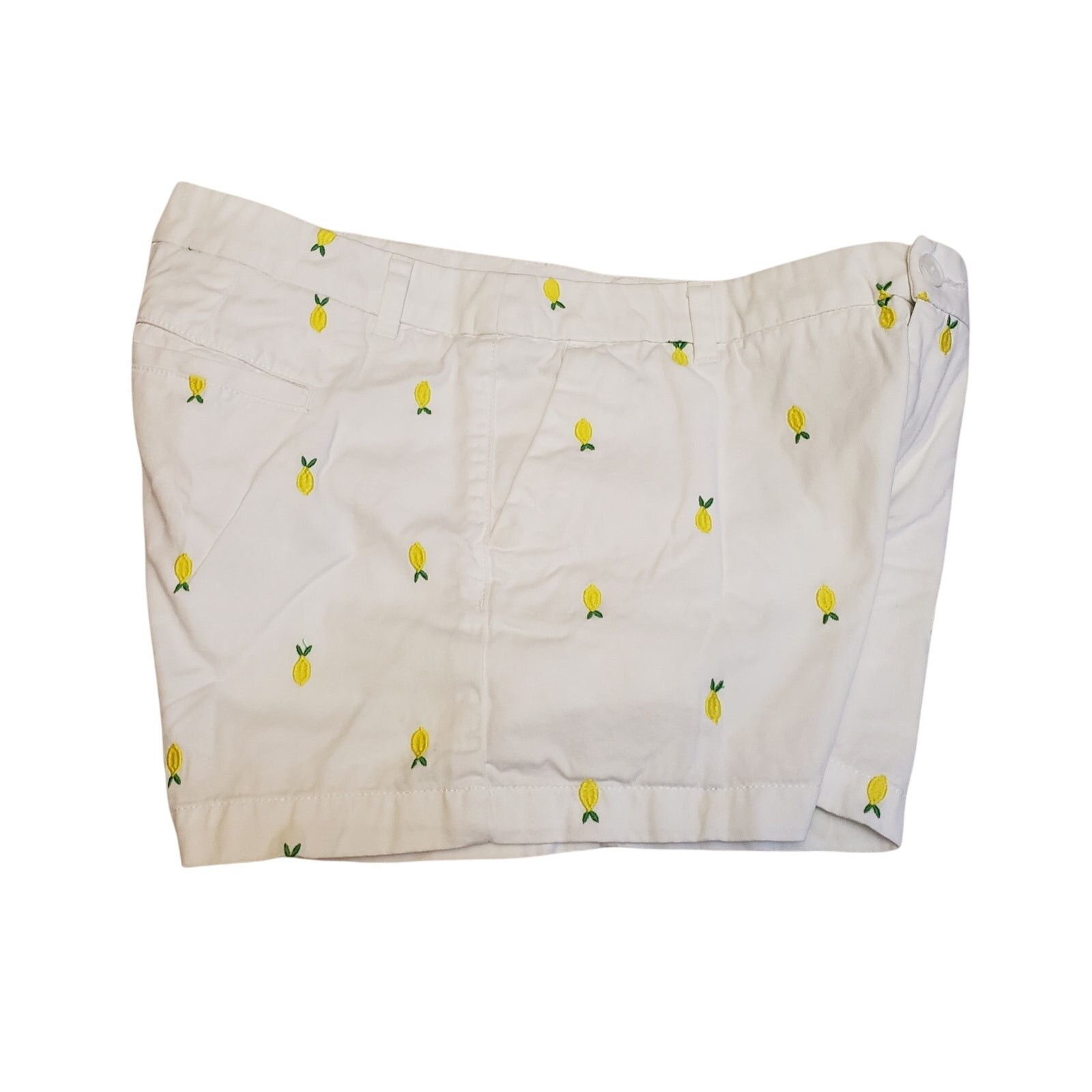 Merona Merona Shorts Womens 10 White Yellow Lemon Print Hot Pants Size US 35 - 3 Thumbnail