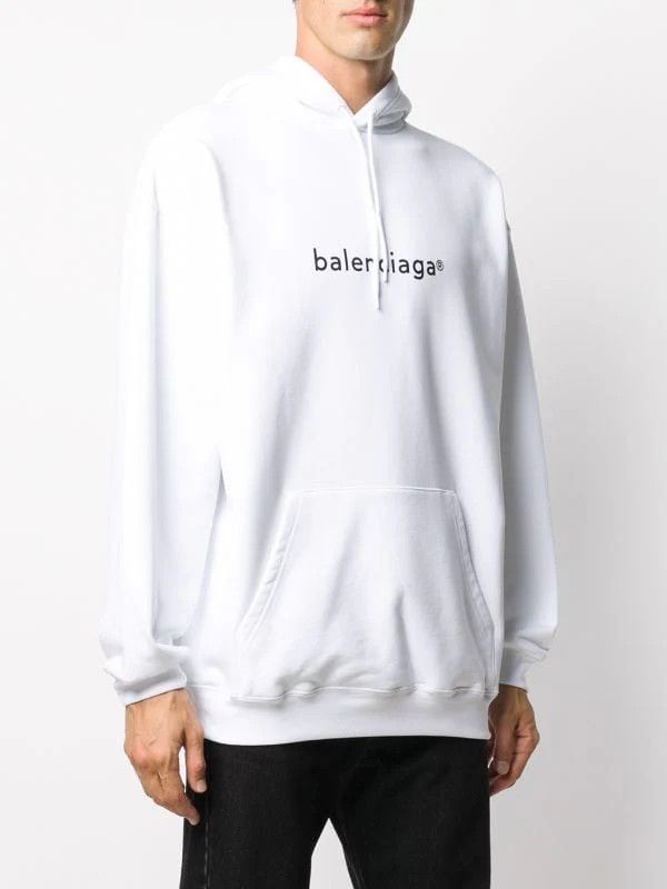 Balenciaga o1mt1gz0924 Logo Oversized Hoodie in White Size US XS / EU 42 / 0 - 2 Thumbnail