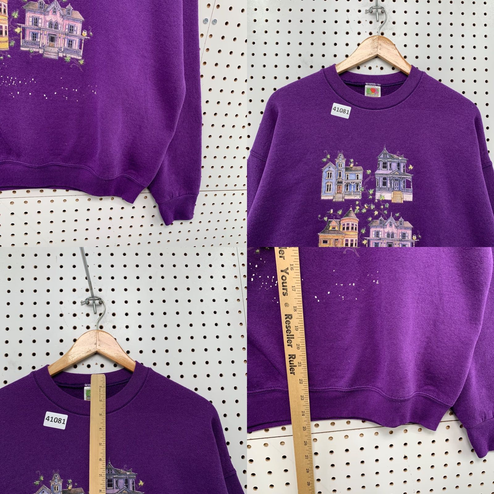 Fruit Of The Loom VINTAGE Fruit of the Loom Graphic Print Crewneck Sweatshirt Adult Large Purple 90s USA Mens Size US L / EU 52-54 / 3 - 8 Thumbnail