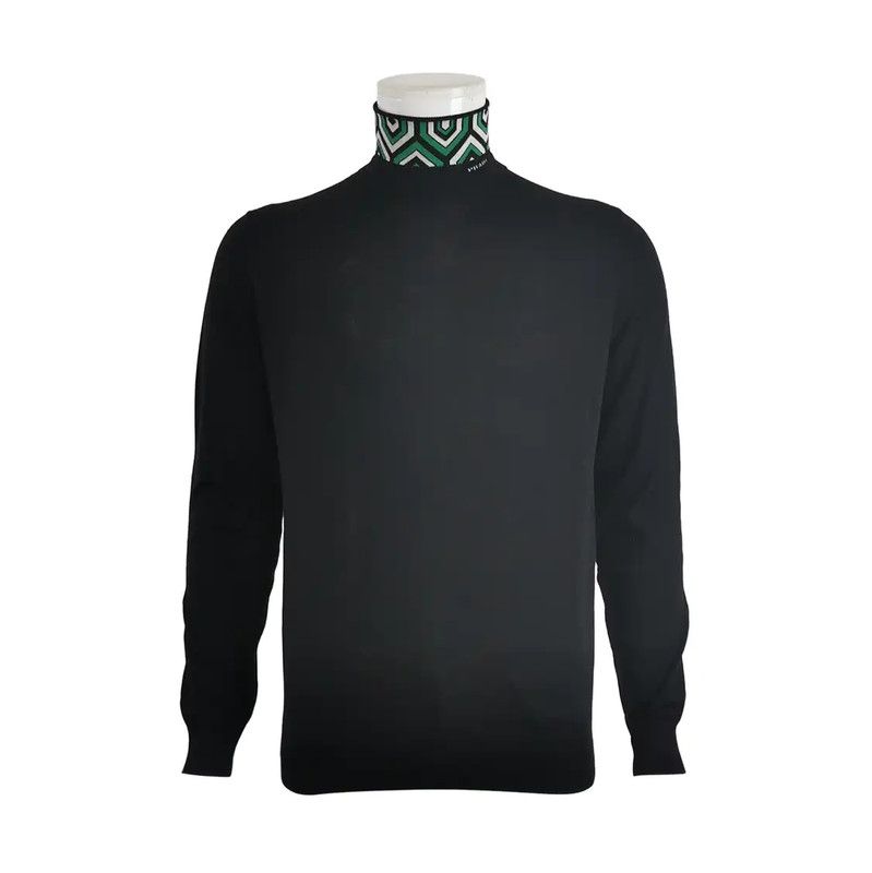 Prada Prada Black Wool Logo Knit Pullover for Men Size US L / EU 52-54 / 3 - 1 Thumbnail