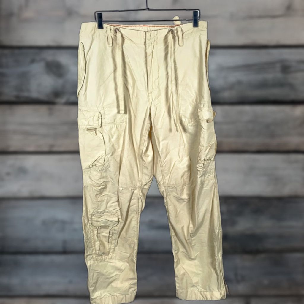Gap VINTAGE Gap Baggy Parachute Cargo Pants Mens M Beige Nylon 90s Retro Cargo Pocket Straight Inseam 29 Size US 31 - 1 Thumbnail