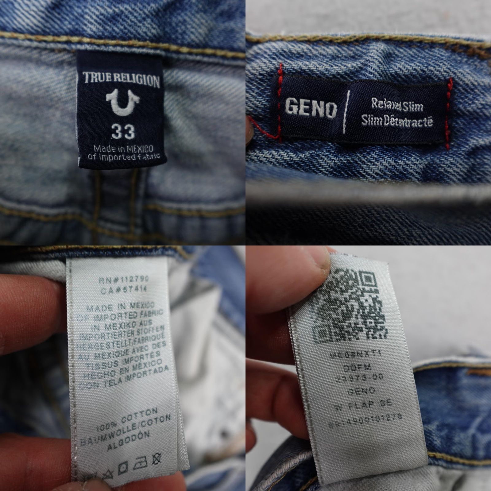 True Religion True Religion Jeans Mens 33 Blue Denim Geno Relaxed Slim Straight Distressed Size US 33 - 10 Thumbnail