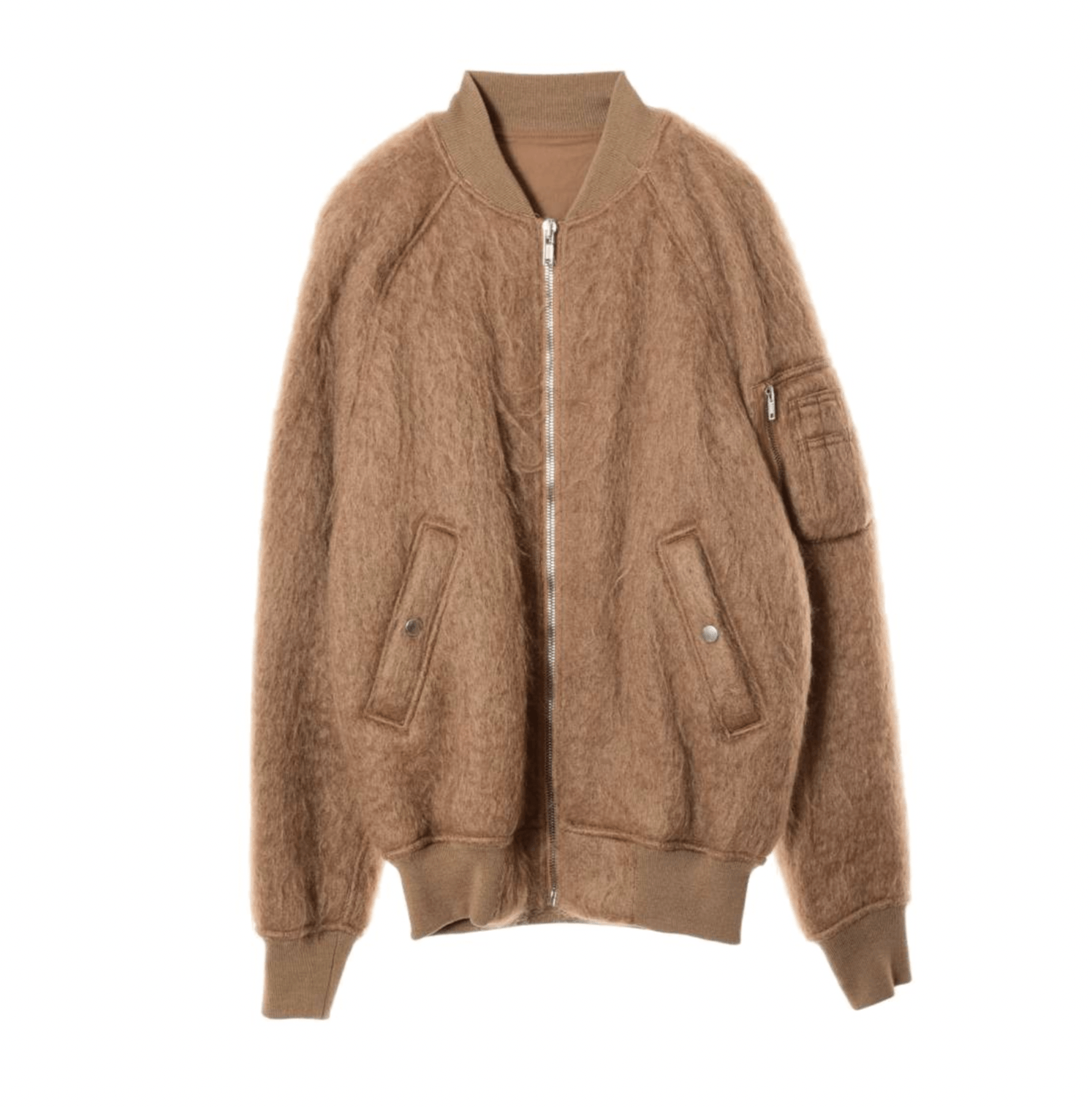 image of Rick Owens Mohair Bomber Jacket in Camel, Men's (Size Small)