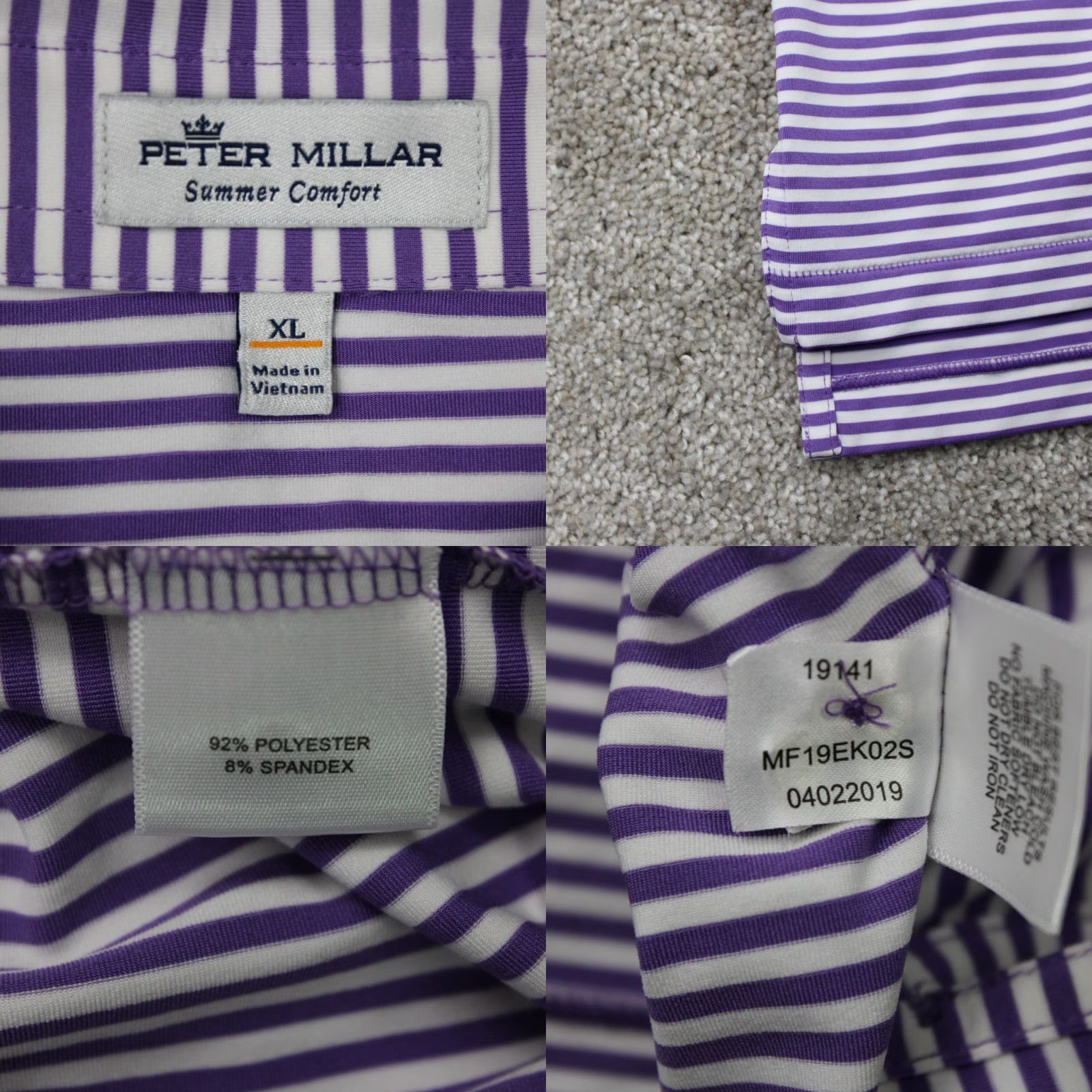 Peter Millar Peter Millar Polo Shirt Mens XL Purple/White Summer Comfort Polyester Stretch S/S Shirt/ polo Size US XL / EU 56 / 4 - 8 Thumbnail