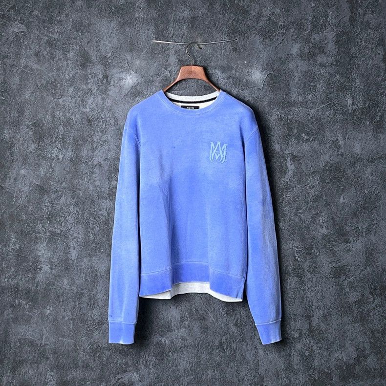 Amiri Amiri Blue logo embroidered cotton crewneck sweatshirt Size US M / EU 48-50 / 2 - 1 Thumbnail