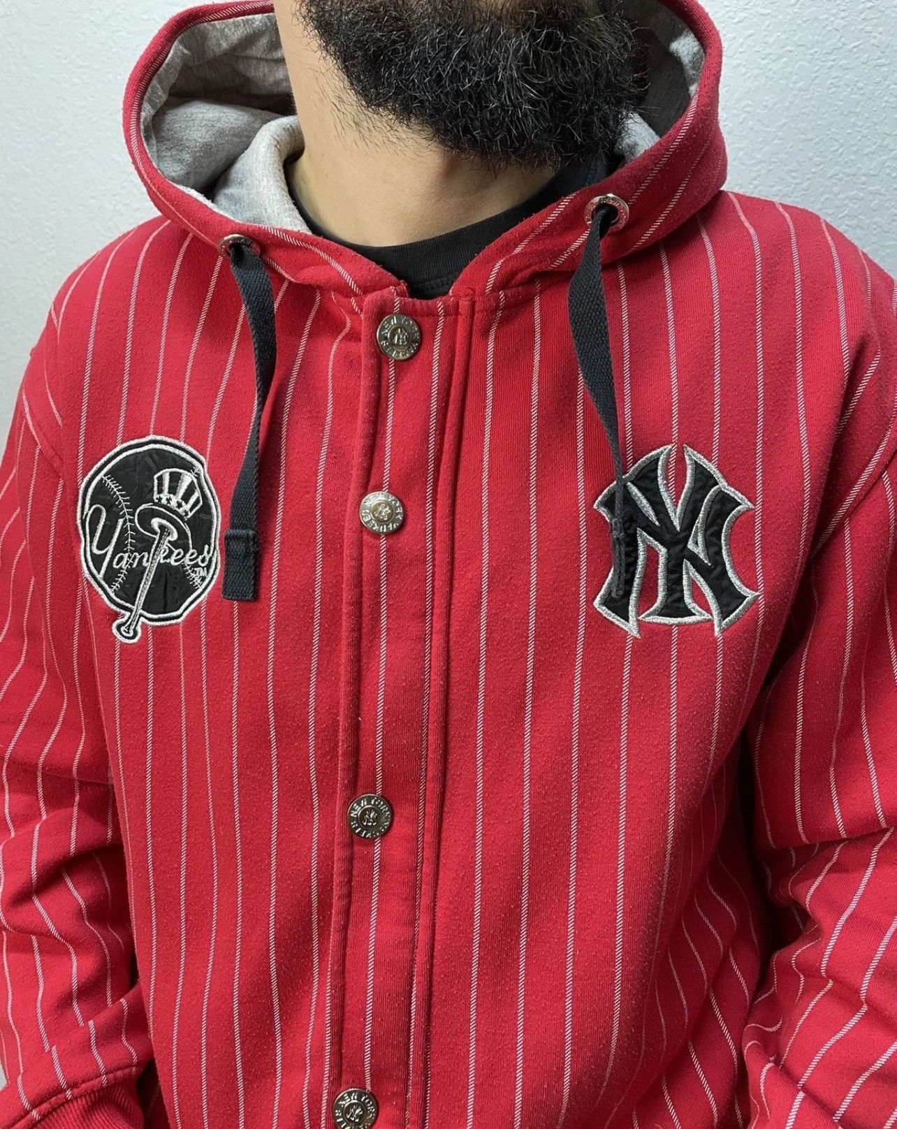 New York Yankees Red 00s Yankees Zip Hoodie w/ Rhinestone Buttons New York Size US XL / EU 56 / 4 - 6 Thumbnail